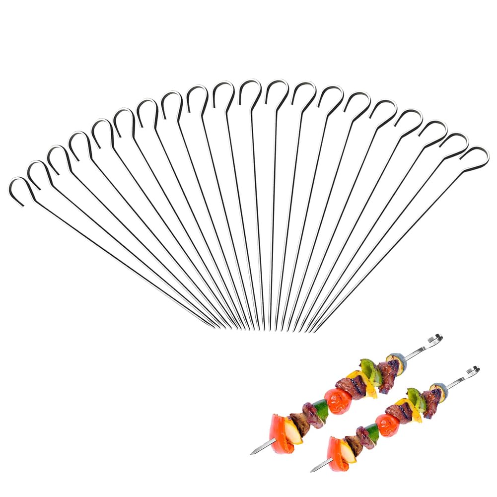 Uck-Kit 20Pcs 6'' 304 Stainless Steel Bbq Grilling Skewers Reusable Skewers Dishwasher Safe Grill Tools For Air Fryer,Chicken Skewers,Turkey Kebabs,Bbq Accessories,