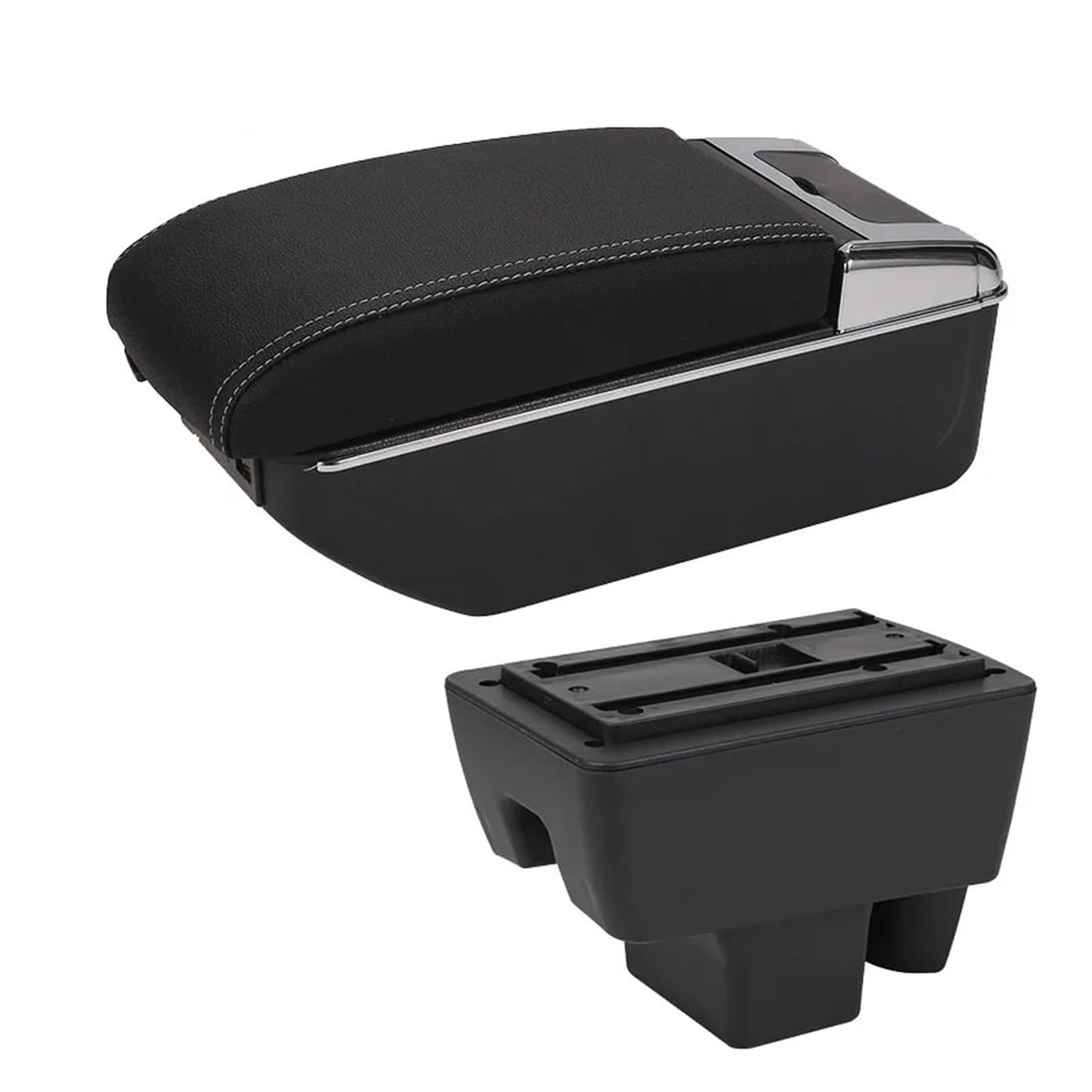 GBGWRMRYX Center Armrest Box For Polo 2020 2021 Car Interior Armrest Box Retrofit Details Storage Box Accessories Arm Rest(B3 Black white 7USB)