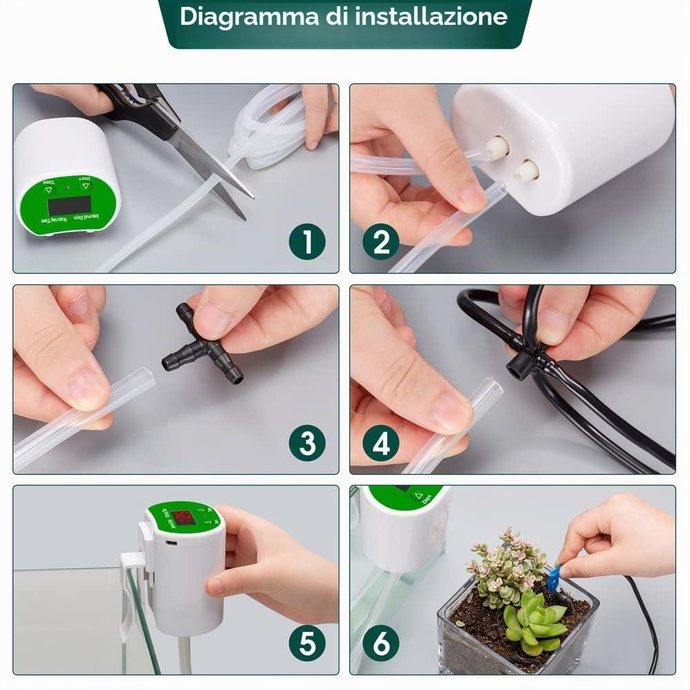 Sistema di irrigazione automatico Dispositivo di irrigazione a tempo per giardino, terrazza, kit di irrigazione a goccia per piante in vaso, irrigazione per vacanze