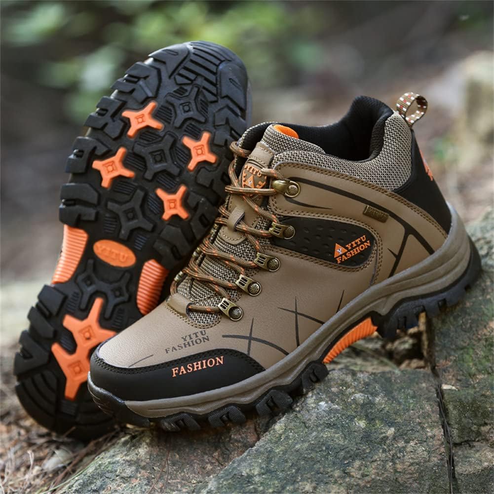 ailishabroy Men's Kihing Ankle Boots Lightweight Work Shoe Mid-Top Outdoor Backpacking Camping Shock-Absorbing Shoes
