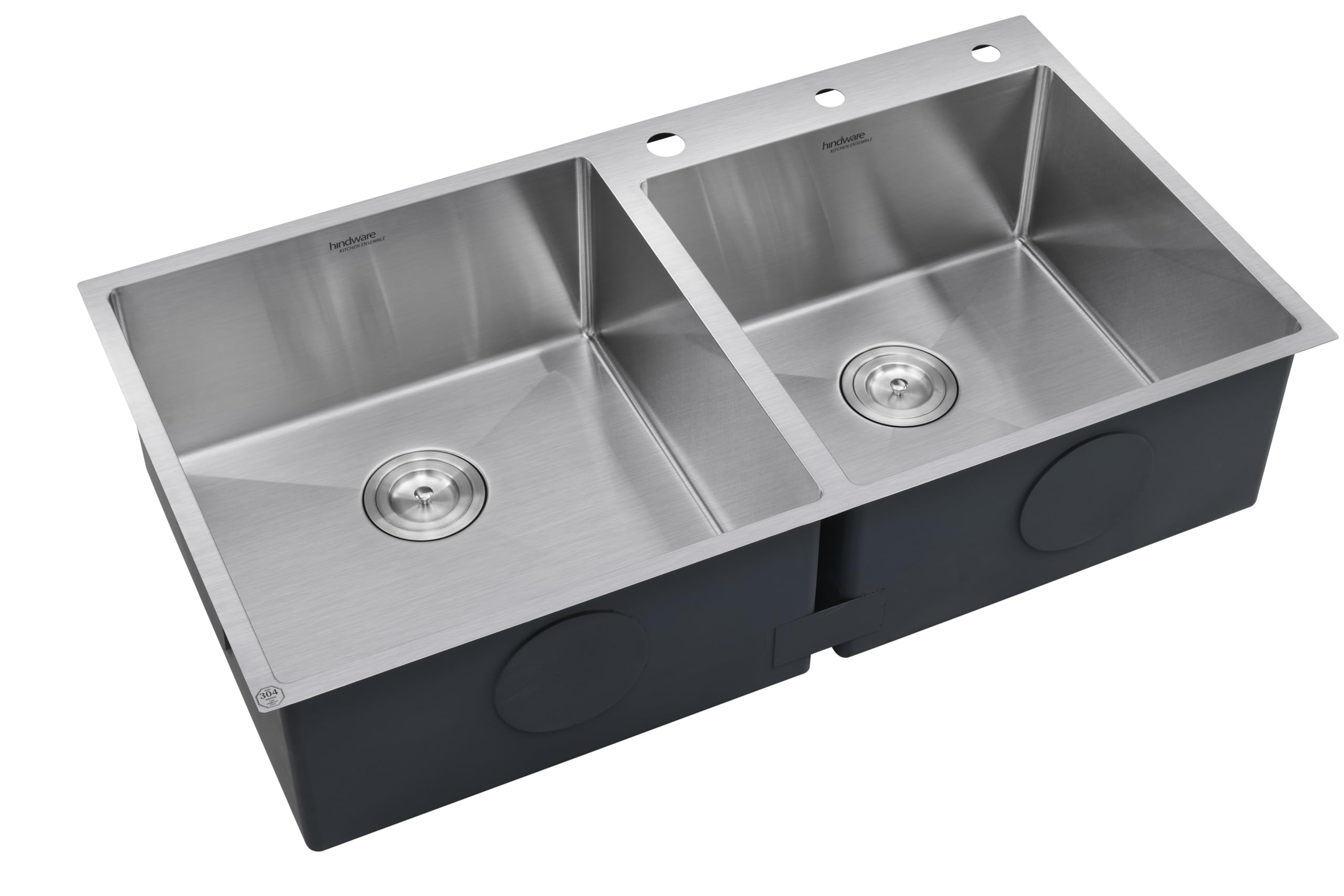 Hindware Kitchen Sink 37"x18"x9"| 304 Grade Stainless Steel | Handmade Double Bowl Sink with Waste Coupling | 25 Yrs Warranty on Product by Brand (Superio Neo Plus)-image-42