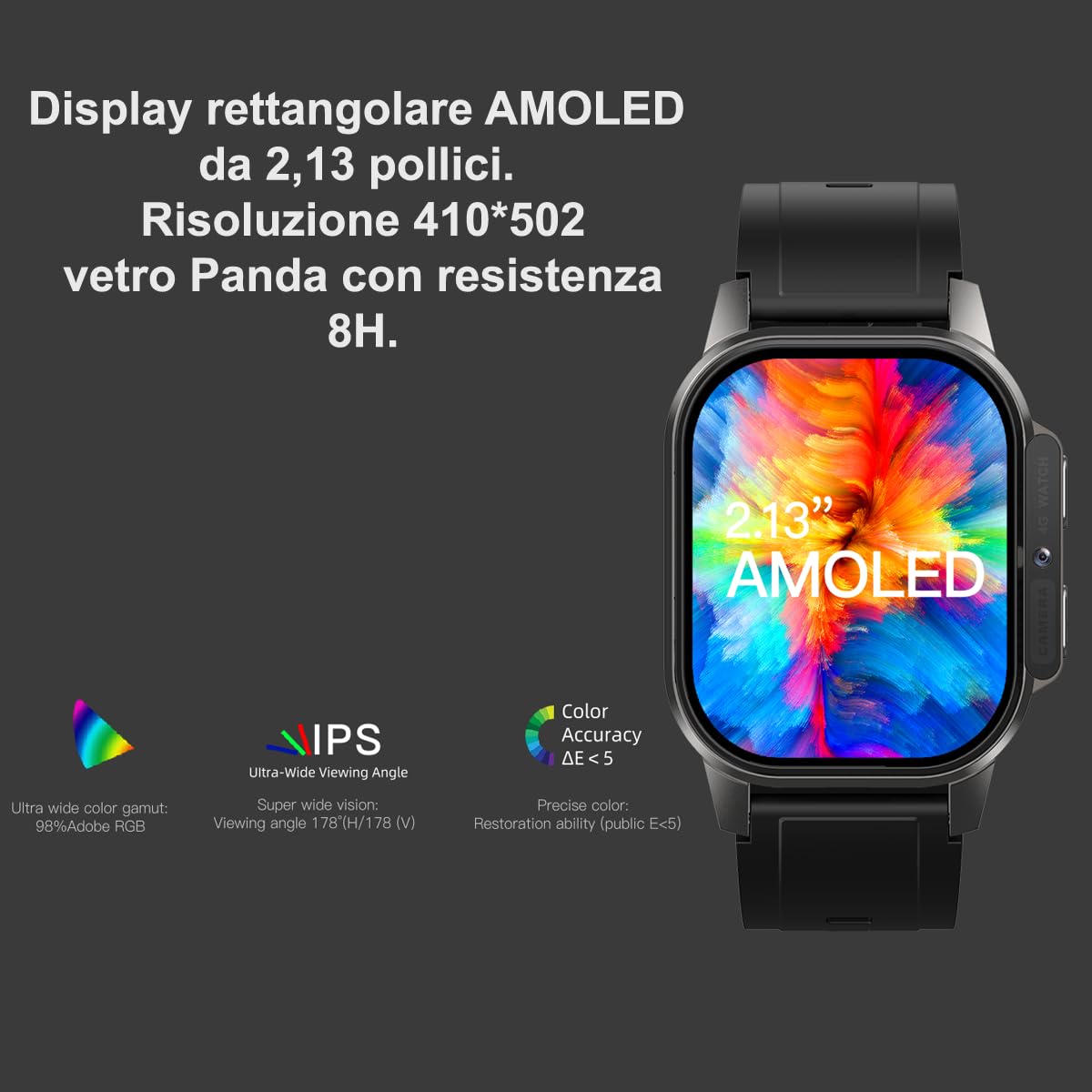 OBA Smartwatch 4G LTE Smart Watch Monitoraggio Salute, cardio, Cassa 49mm, Ossigeno O2, fitness, GPS integrato, IP67,fotocamera, display OMOLED,Batteria 1000Ah, smartphone in soli 49mm Watch S5