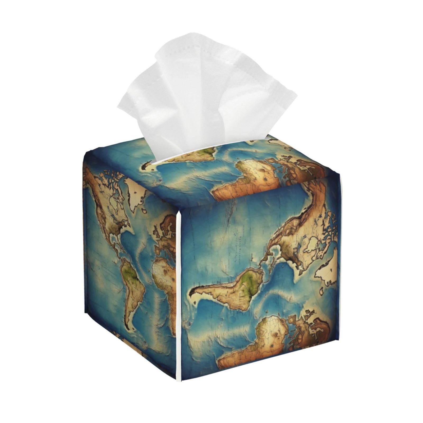 World Map Tissue Box Cover Square Cube Boxes