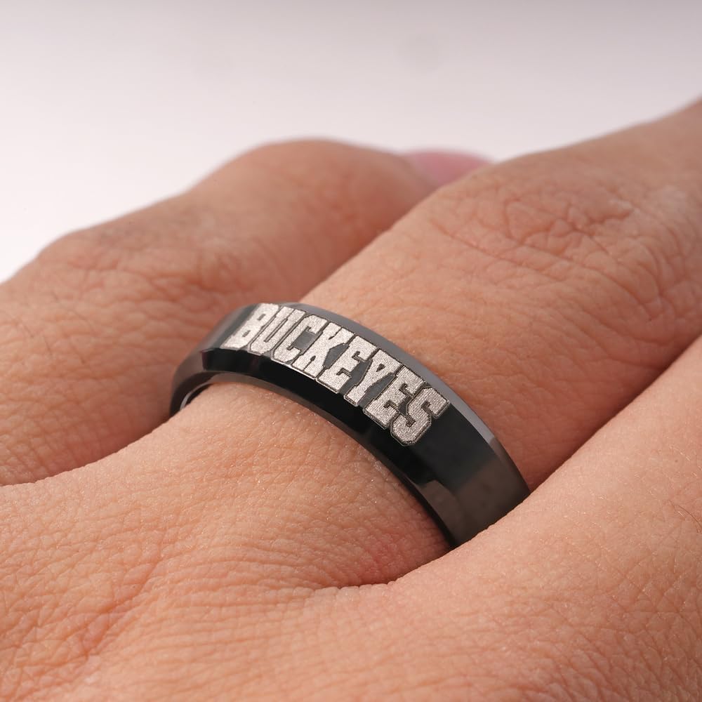 PicturesOnGold.com Officially Licensed Ohio State University OSU College Black Stainless Ring