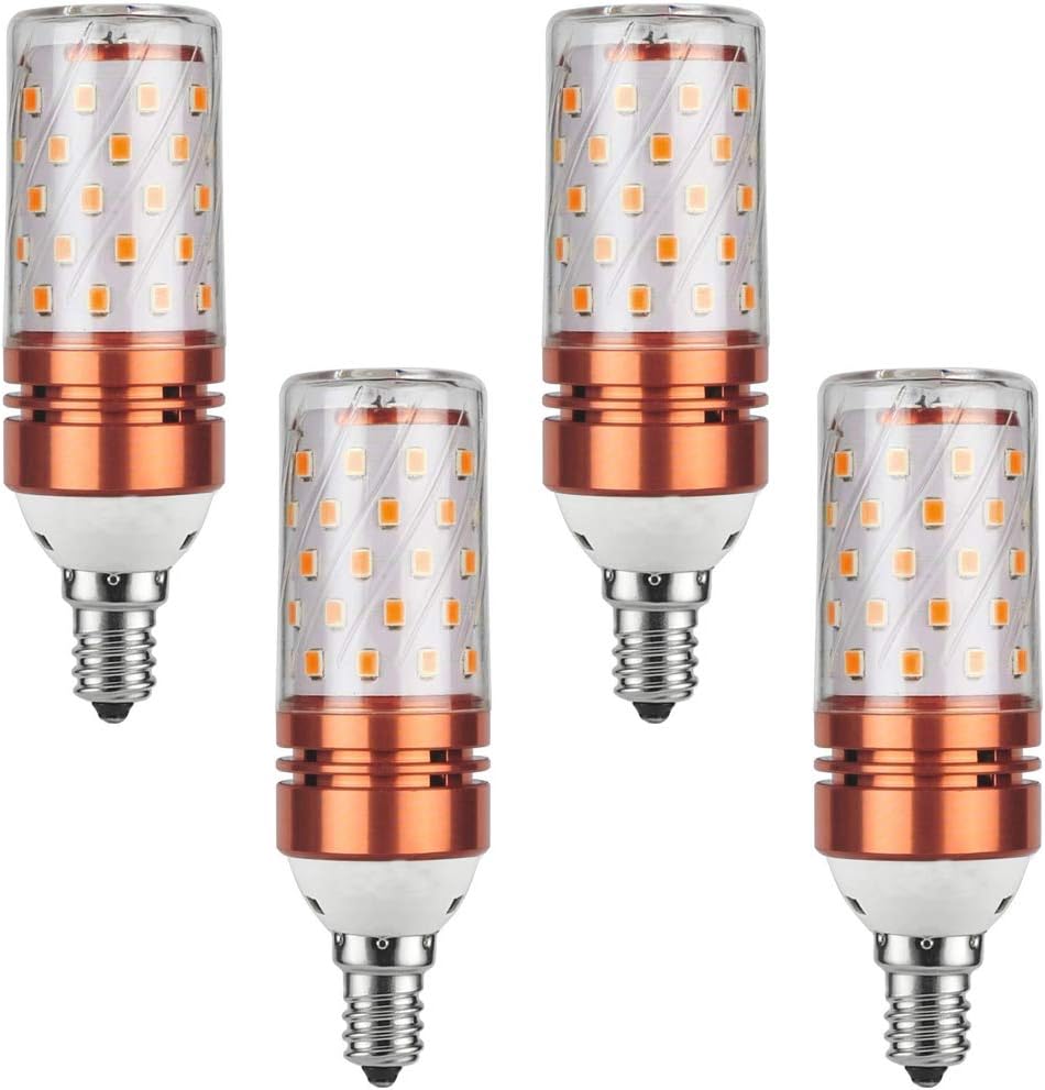 Lxcom Lighting E12 LED Light Bulb 4 Pack 12W LED Chandelier Bulbs 100 watt Incandescent Bulbs Equivalent Warm White 3000K Candelabra LED Bulb 1200 Lumens for Home Lighting, AC 85-265V(Gold)