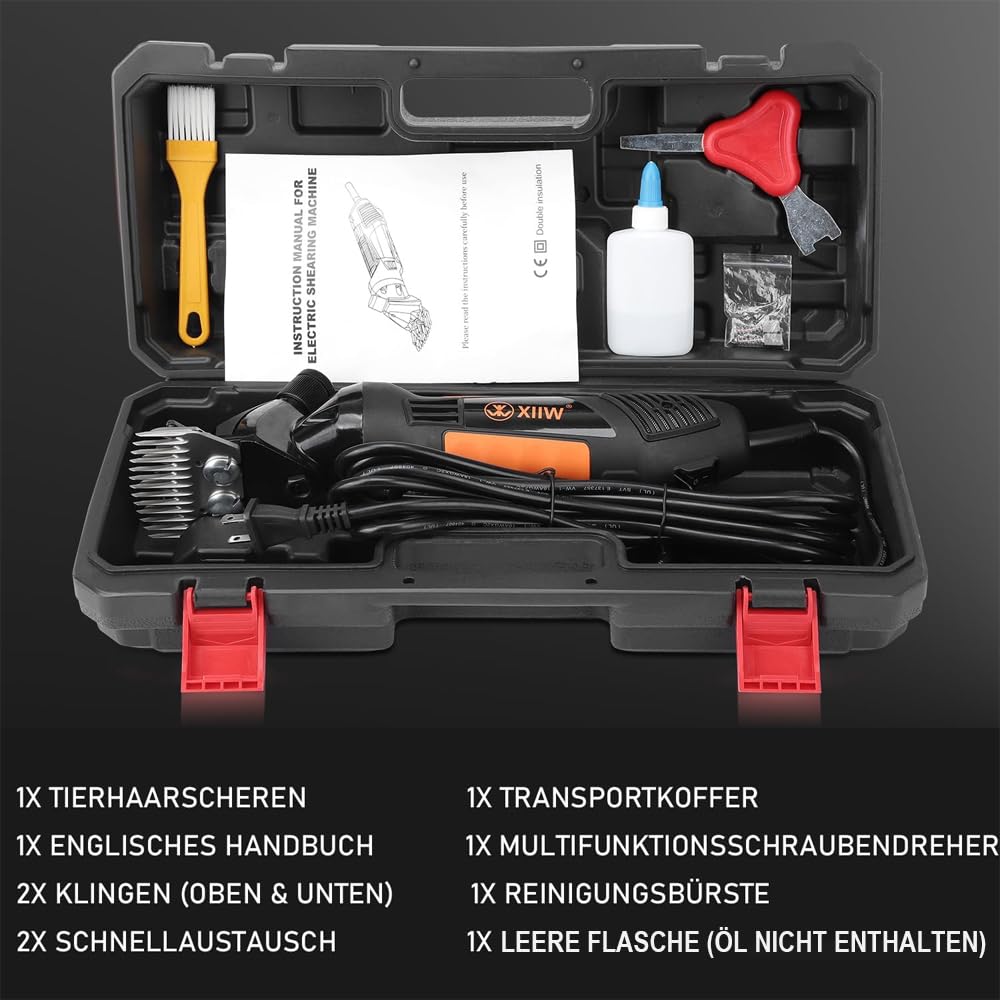 Elektrische Schafschermaschine 550W, Schafschere mit 6 Geschwindigkeiten | Professionell Schermaschine mit 2 Sätze Klinge für Alpakas, Tiere, Schafe, Wolle, Ziegen Farm Livestock Haircut