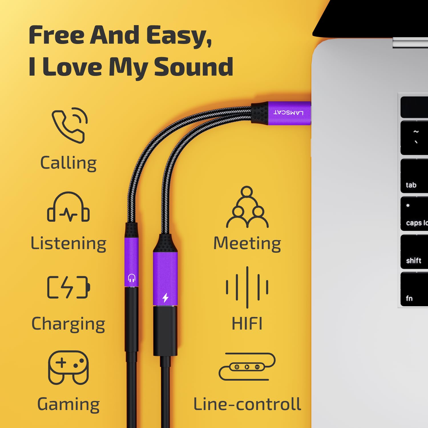 2 in 1 Adattatore Jack per Cuffie da USB C a 3,5 mm, adattatore per cuffie Android Cellulare PD 60W, compatibile con Samsung, Pixel, pad Mini 6 e più (viola)