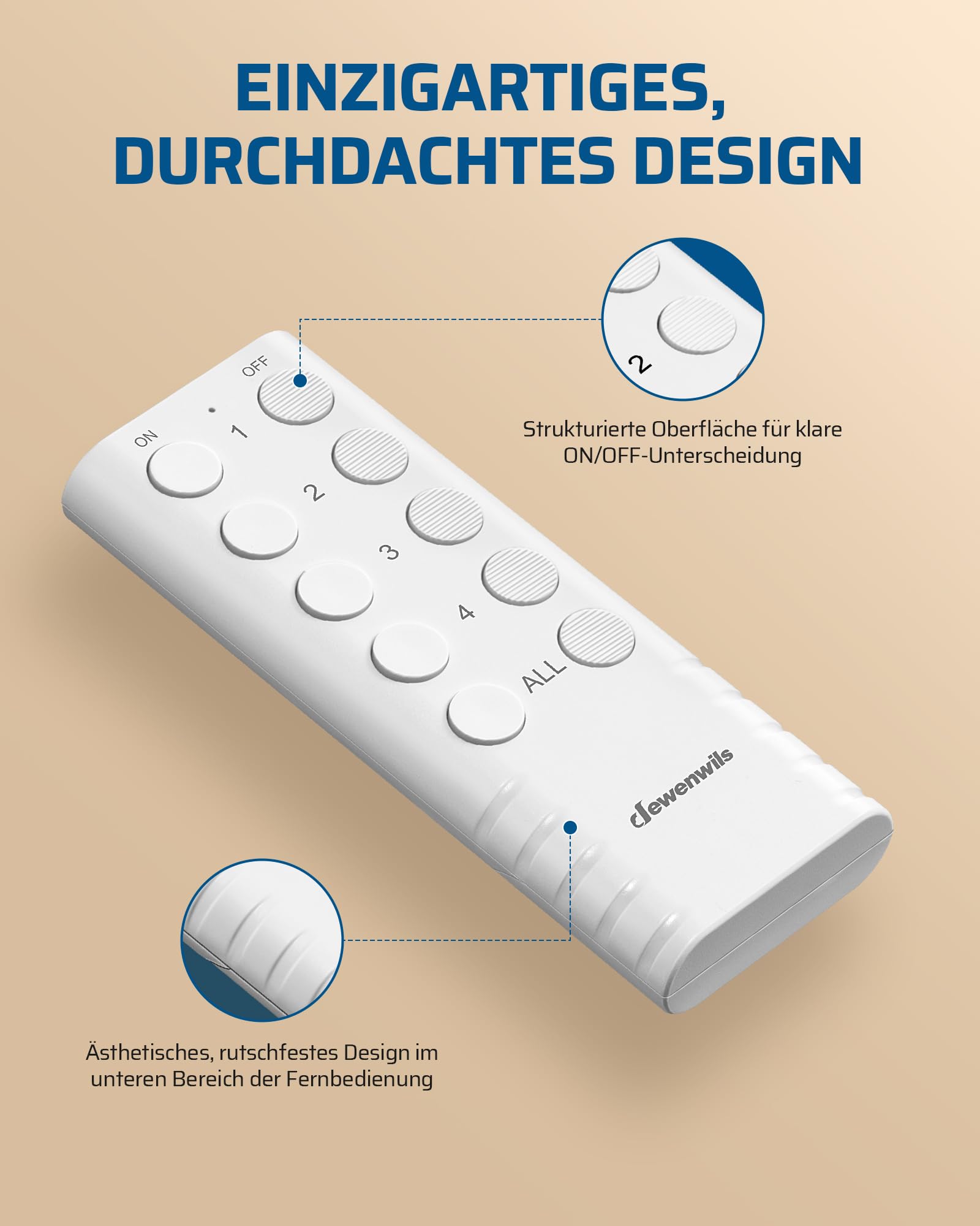 DEWENWILS Prise télécommandée avec télécommande, 16 A, 3680 W, plug-in, kit de prises 1V4, sans fil, extensible, pour décoration de vacances et appareils domestiques, portée de 50 m, préprogrammée