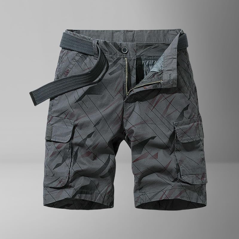 Short élastique multi-poches homme coton fin taille sangle