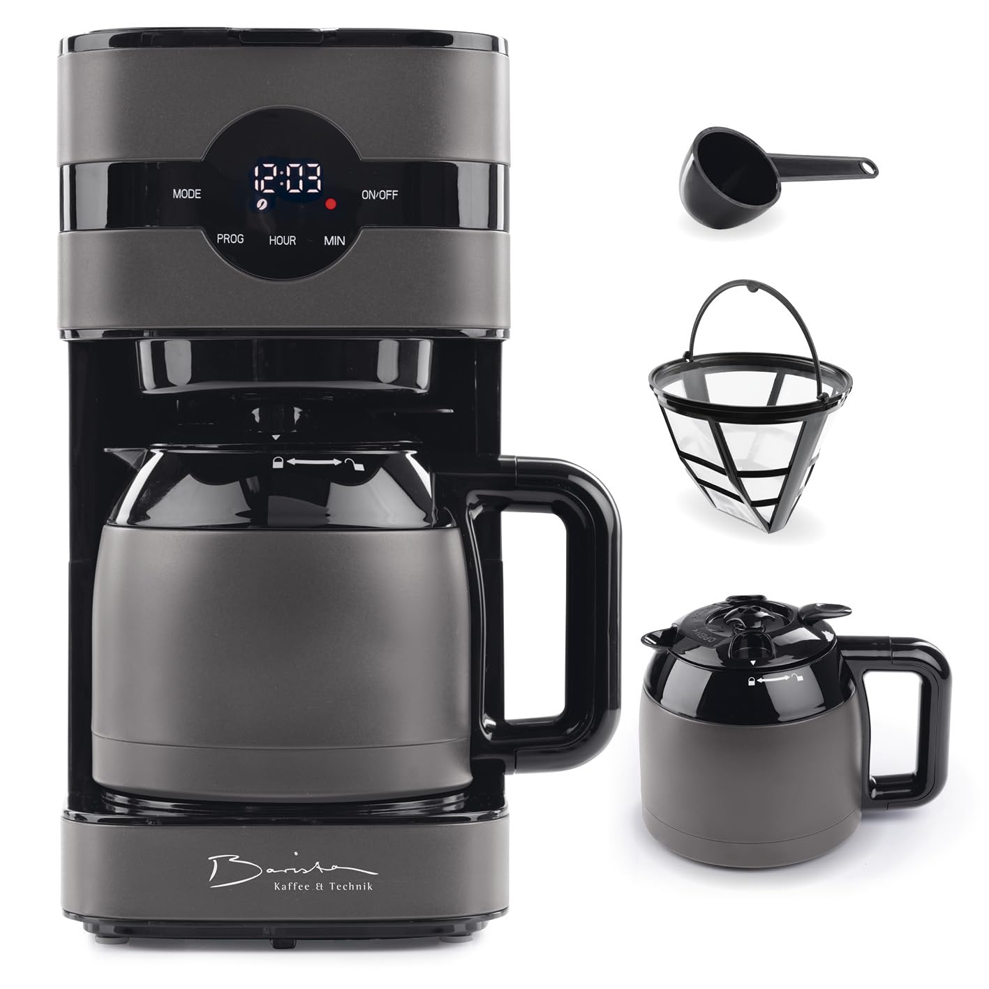 Barista Cafetière filtre Touch Iso | Cafetière avec carafe isotherme | Filtre avec écran digital & minuterie | 900W | pour 8 tasses | Verseuse 1,25 litre