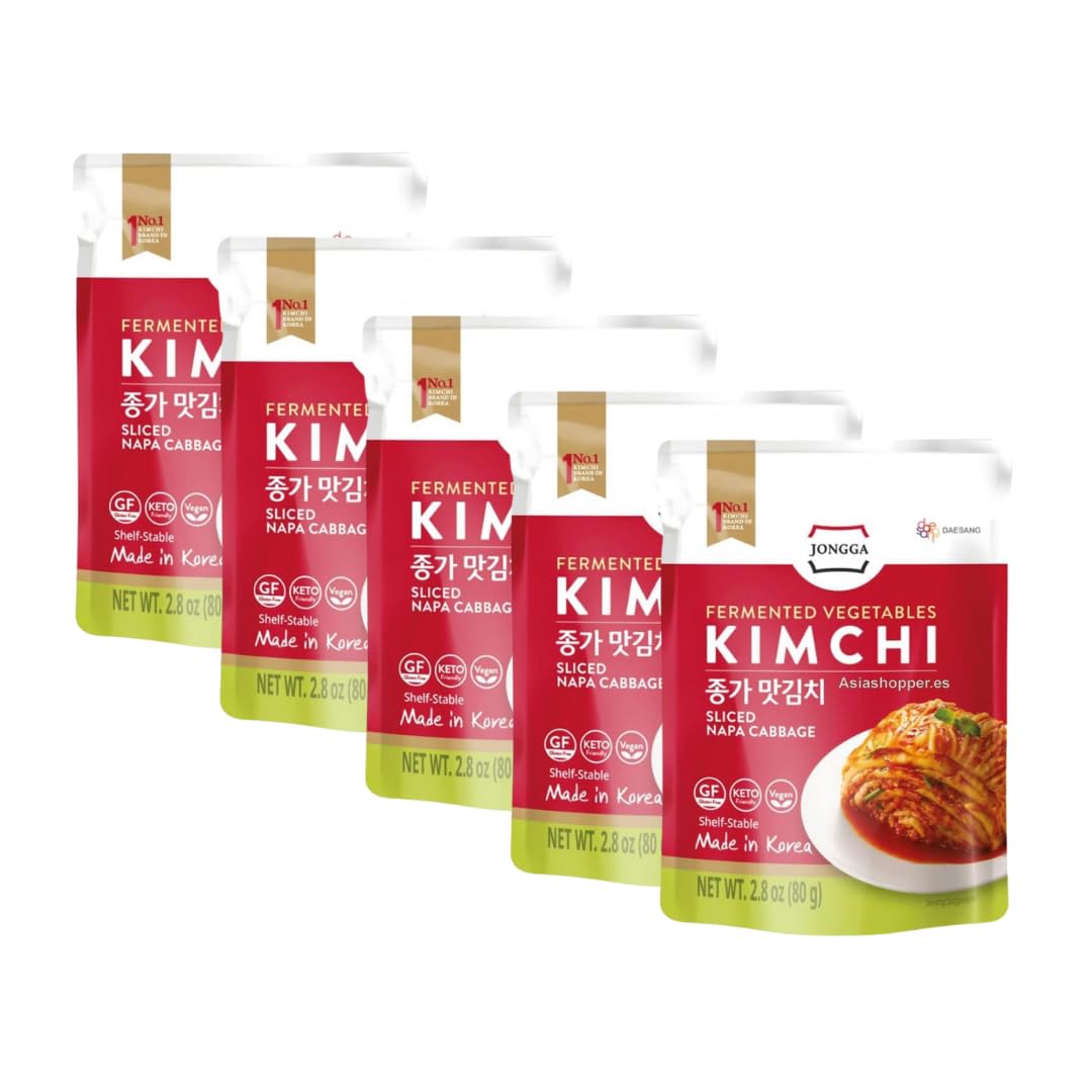 Korean Market - Kimchi Coreano Super Fresh | Sabor y Tradición | 80g | Pack de 5