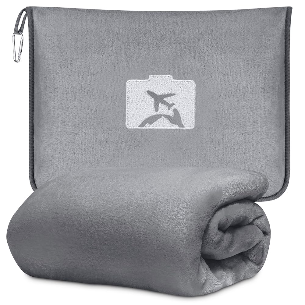BUERPINKING Reisdeken, ultralicht, warm, 2-in-1, reisdeken, vliegtuig, reisgadgets met slaapmasker en oordopjes, draagbare reisdeken, voor kantoren, reizen (groen