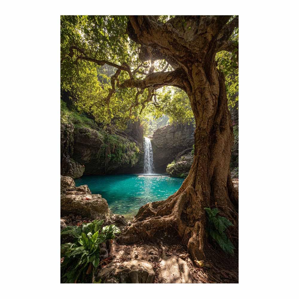 HOQIU Canvas Wall Art Forests Waterfall Oases canvas art, art print, house decor, bedroom wall decor above bed, prints for living room.(Multicolor)-60x80cm Unframed