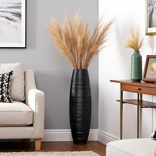 Miniatura 6 de Jarrón alto para suelo, 27.5 pulgadas (27.6 in, 2.3 pies) de alto, resistente, lujoso, texturizado, recipiente para ramas decorativas, flores secas,