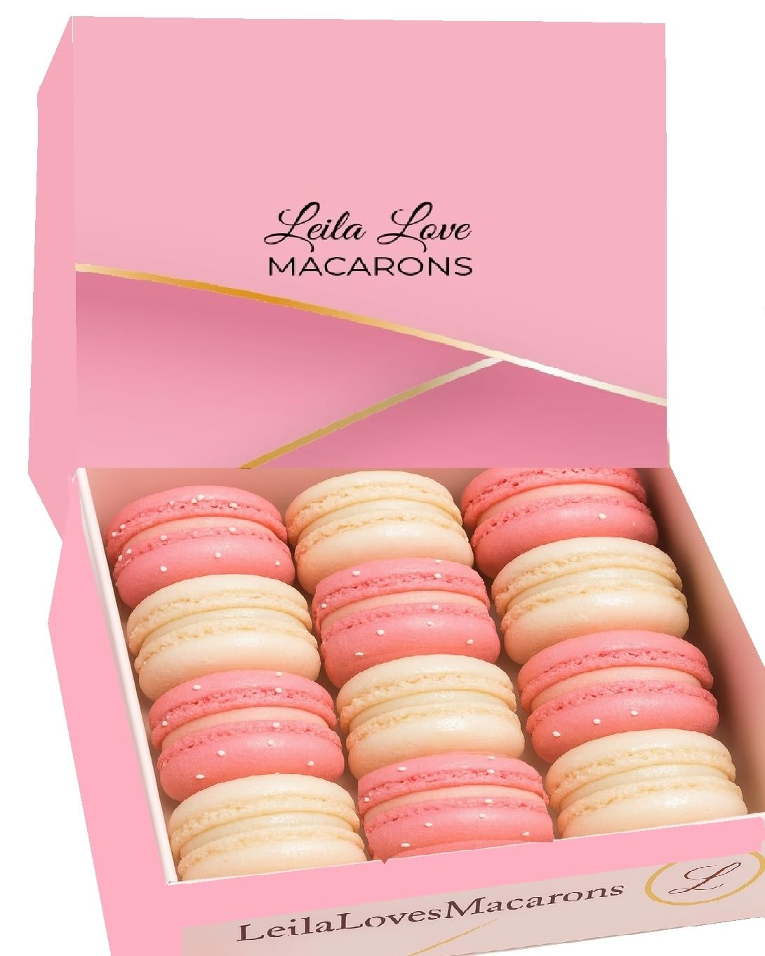 LeilaLove Macarons 15 Pink and white Macarons