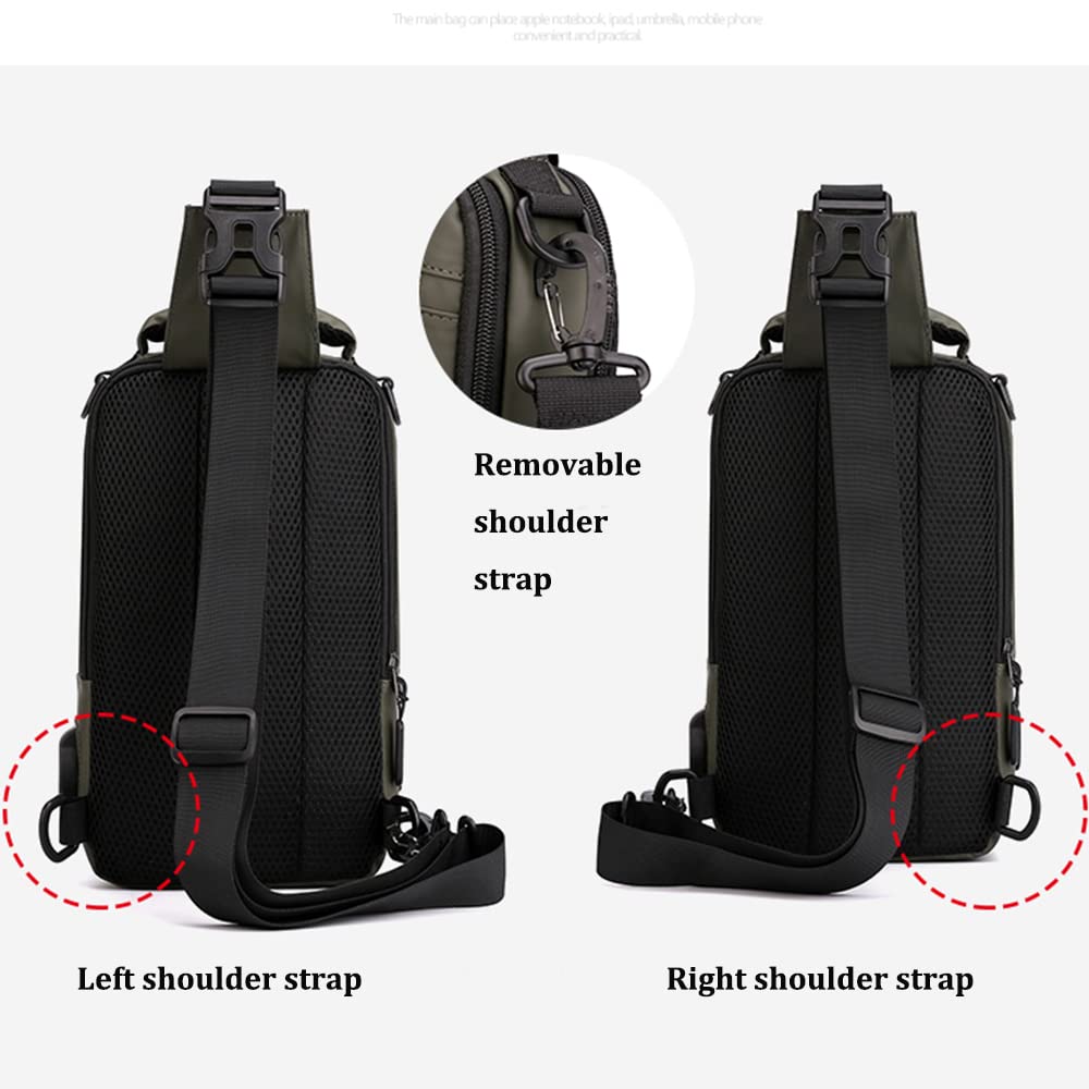Sac à Bandoulière Homme Sac de Poitrine Sacoche Homme Bandouliere Sacs a Dos Porté épaule Travers Sling Bag