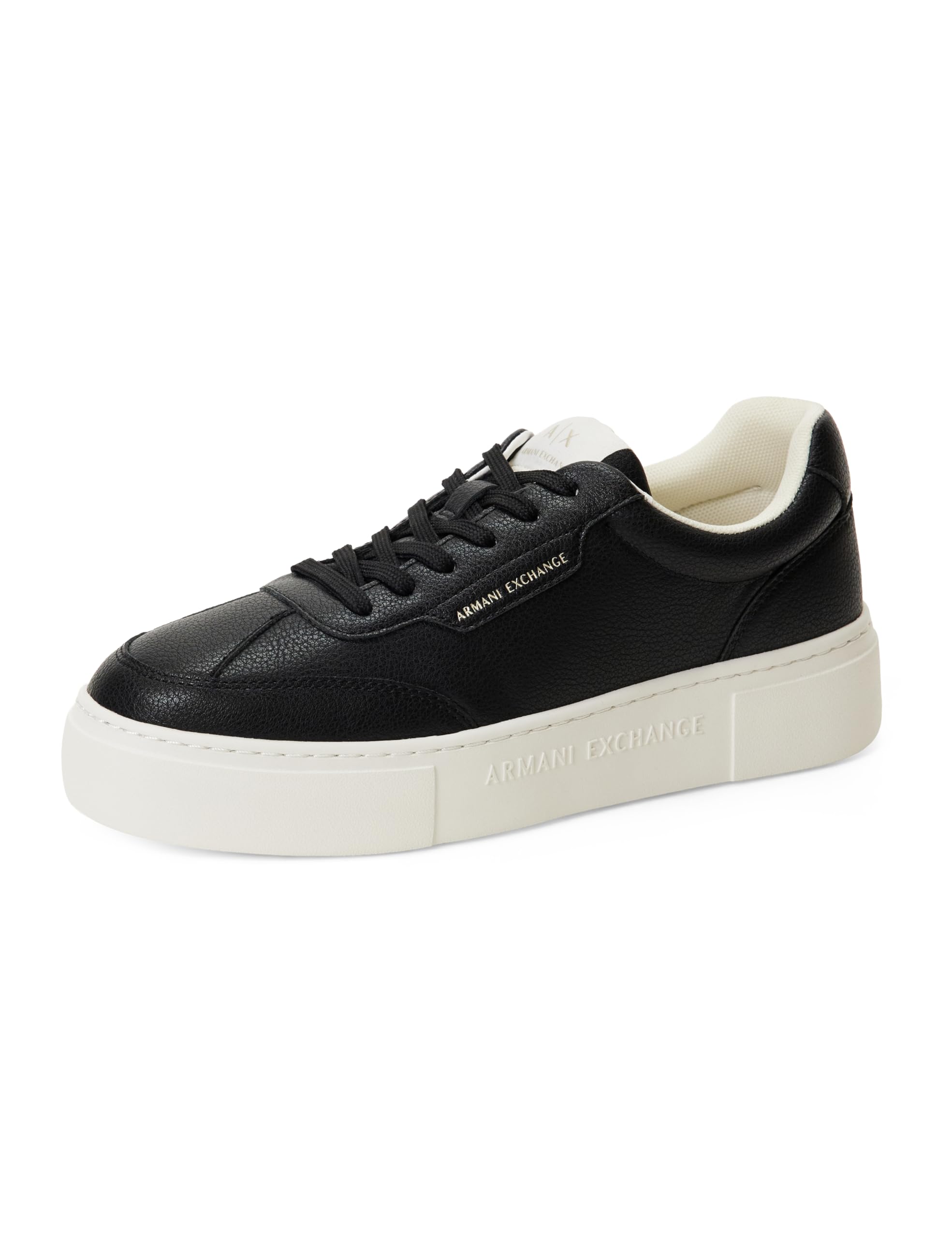 Armani Exchange Women's Kurt Low Cut Platform Sole Trainers, Black, 8.5 UK