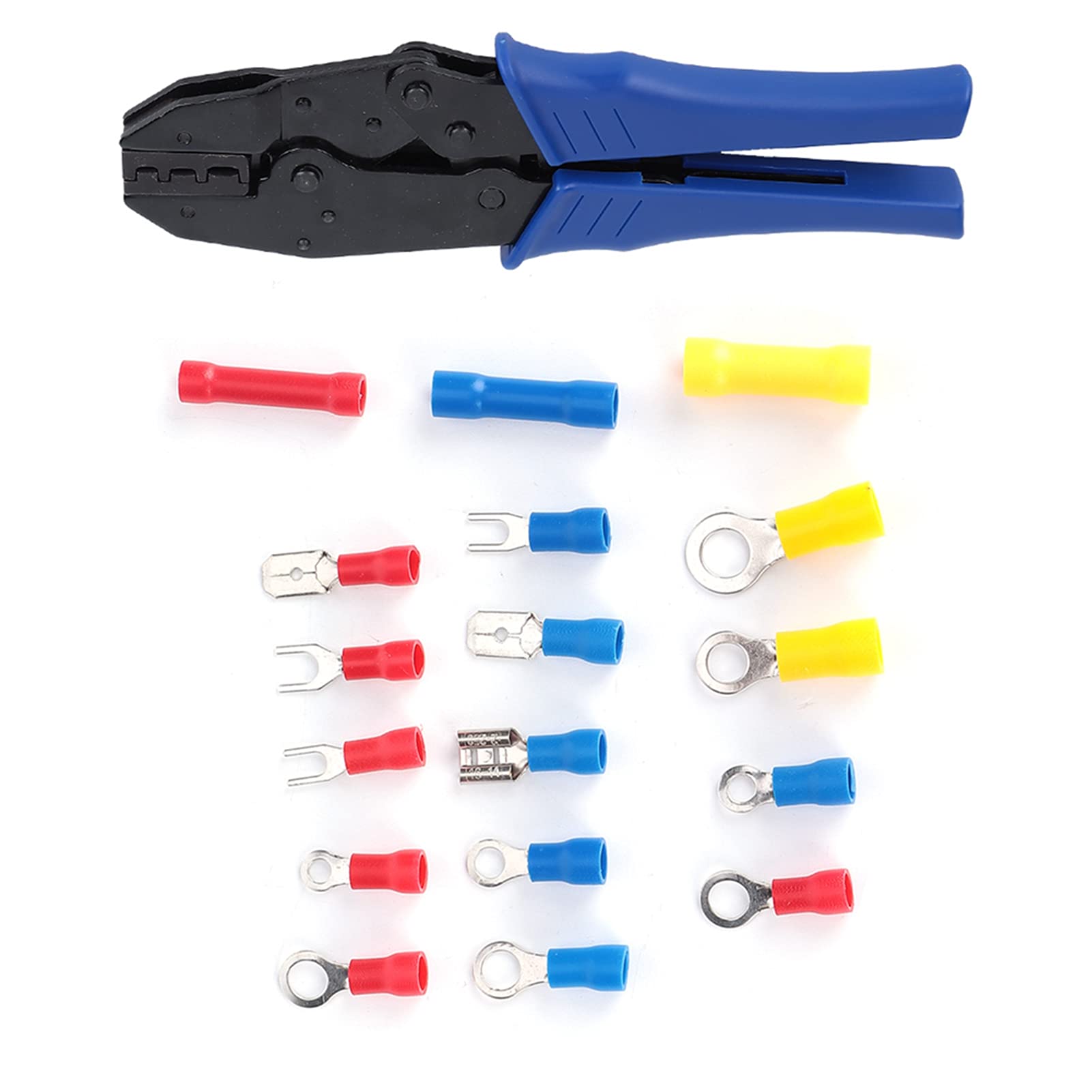 Conector de cable eléctrico aislado, 300 piezas de PVC chapado en estaño Conector de cable eléctrico aislado Juego de terminales de cable con caja de almacenamiento de alicates de crimpado para barco