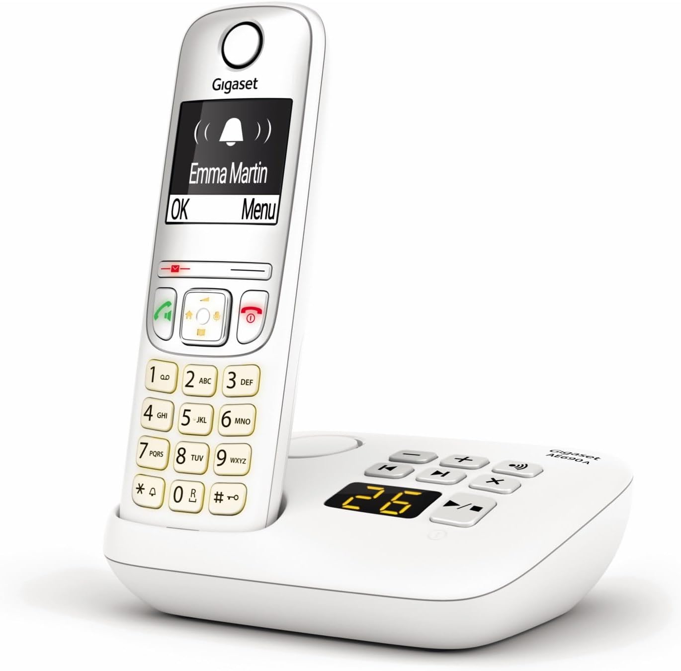 Gigaset Ae690A Analog/Dect Telephone Caller Id White, W128896589 (Caller Id White)