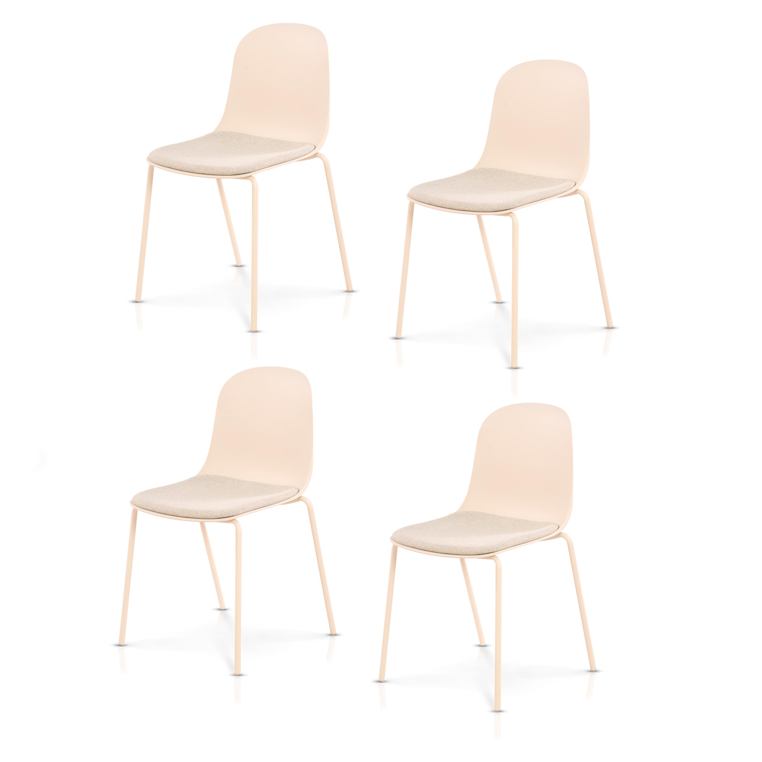 KHG 4er-Set Esszimmerstühle Küchenstuhl stapelbar, 120 kg, bis 120, Creme