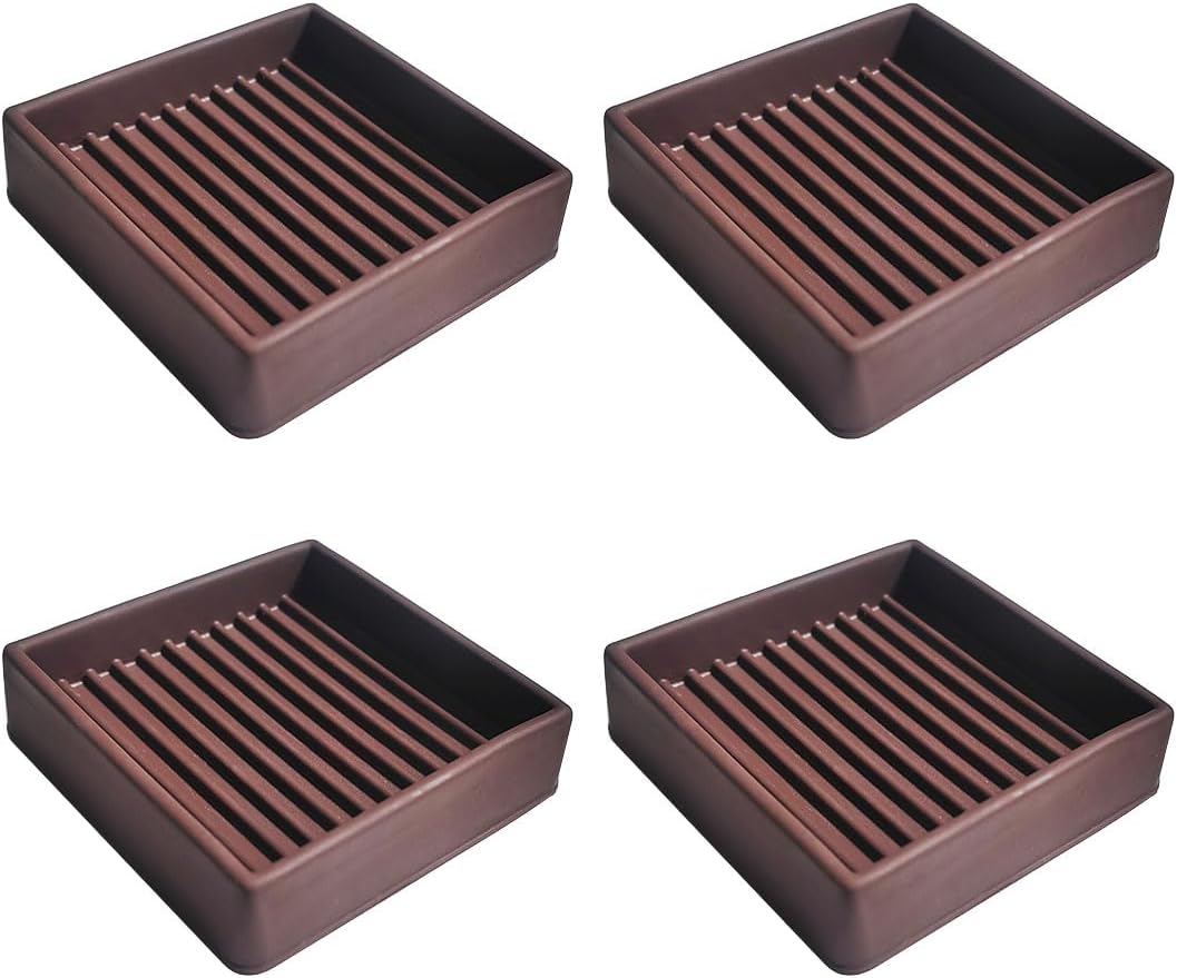 4 Pcs Couch Anti Slip Pads, 2x2 Square Rubber Furniture Caster Cups