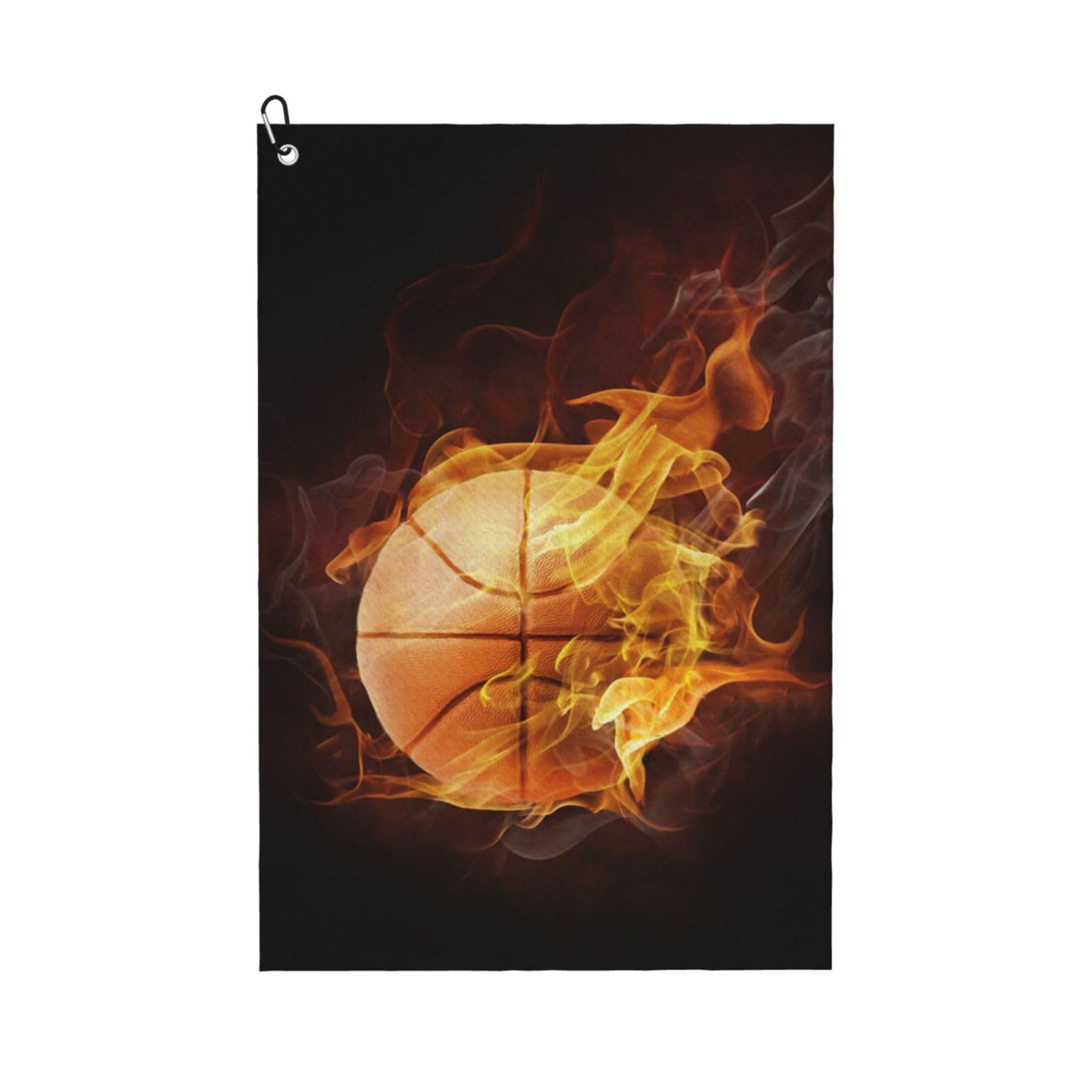 Hnnkloy Basketball Fire, 16x24 in Portable Waffle Golf Towels with Carabiner Clip for Golf Bag