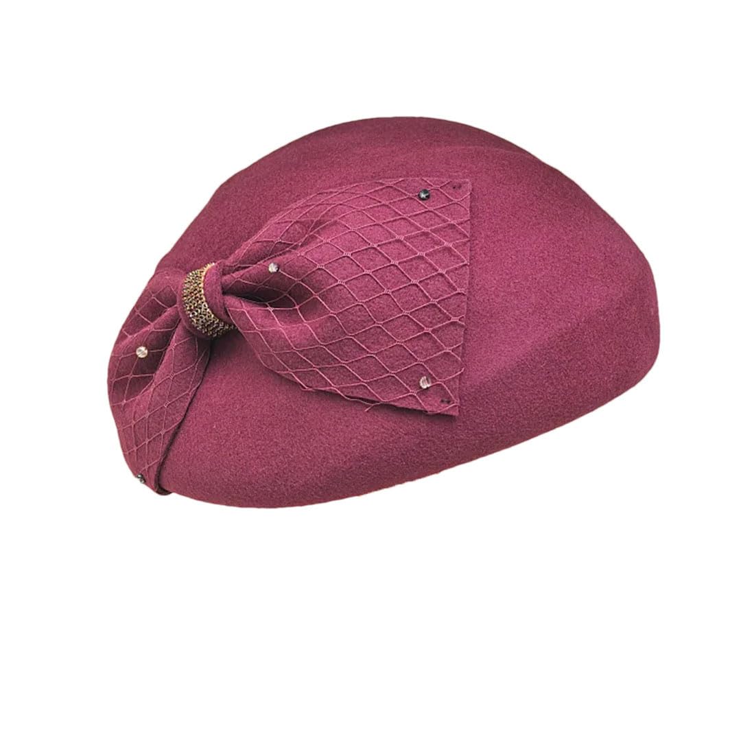 Wvapzxx Cappello invernale da donna in feltro di lana con fiocco velo fascinator cappello elegante cocktail pillbox cappello matrimonio chiesa tea party cappello