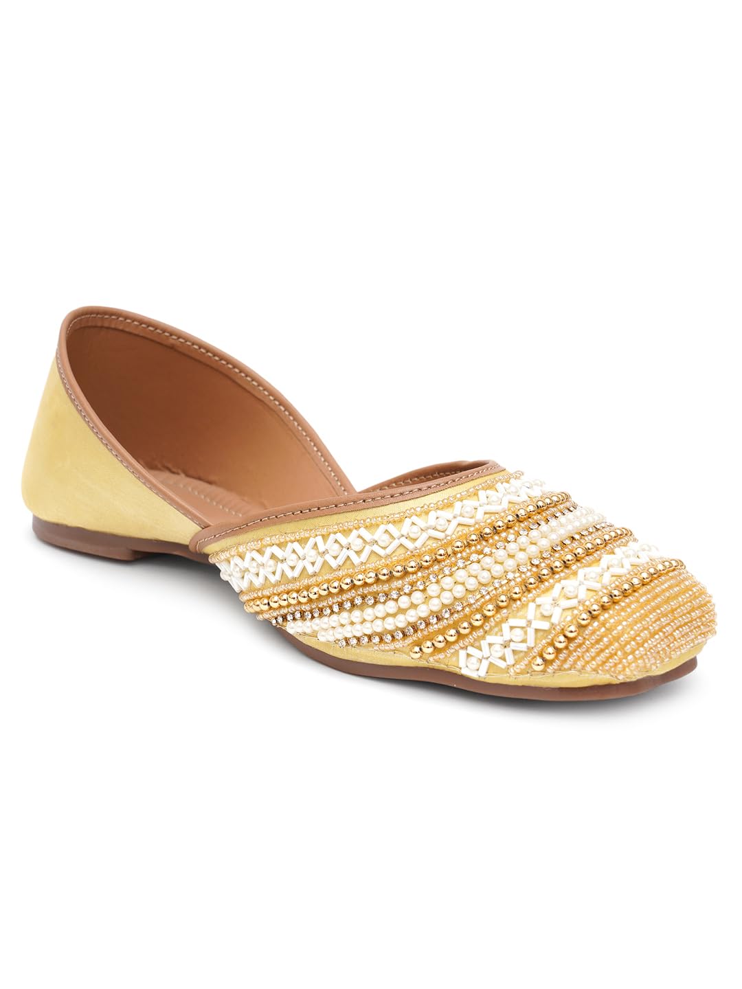retro walk Women’s Ethnic Pearl Embellished Jutti | Traditional Handcrafted Slip-On Footwear for Wedding, Festive | Comfortable Flat Mojari for Women & Girls-picture-34