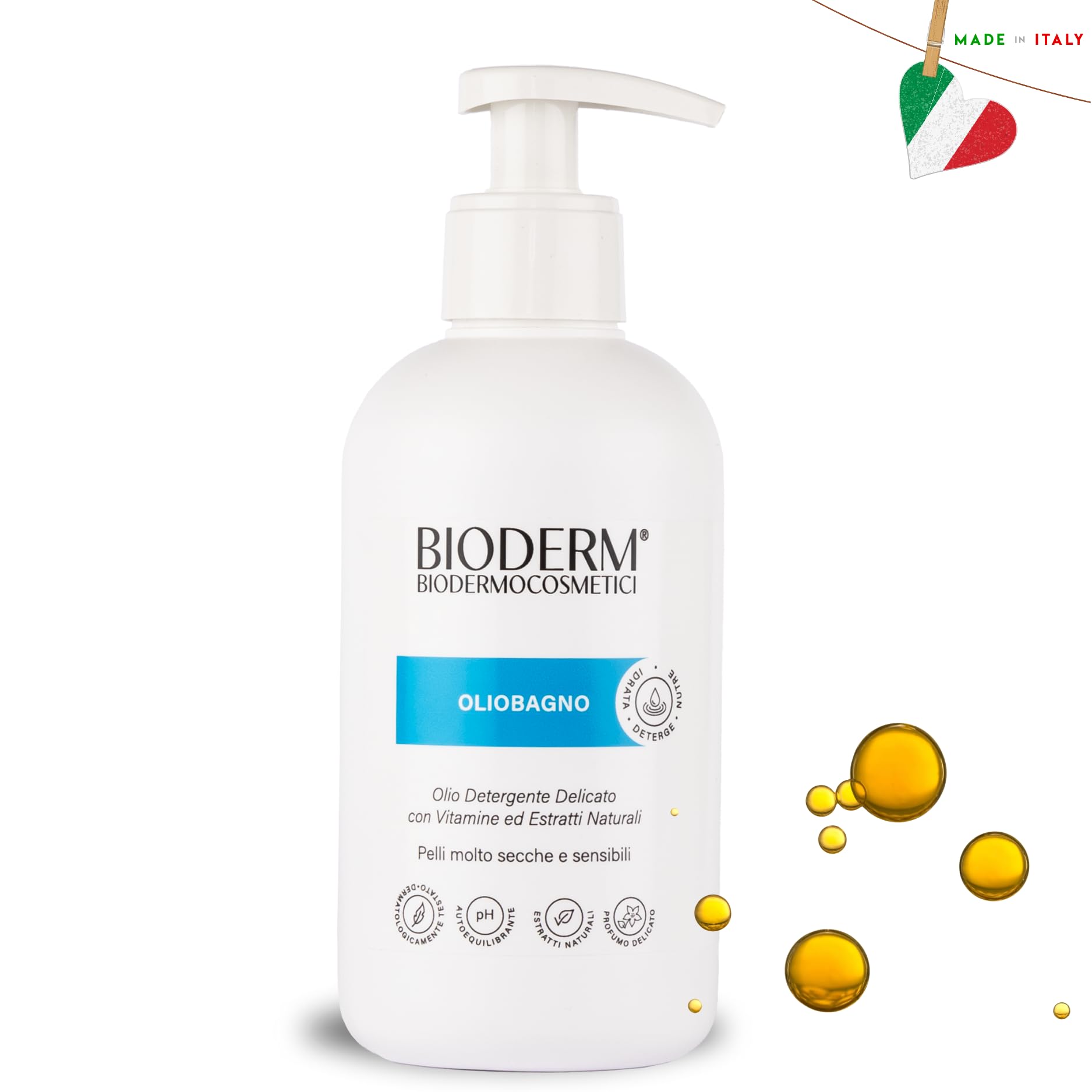 Bioderm Olio Bagno - Olio Doccia Delicato per Pelli Molto Secche, Sensibili e Particolarmente Impoverite - Idrata Deterge Nutre - Profumo Delicato - Ideale per Neonati, Bambini, Adulti, Anziani -300ml
