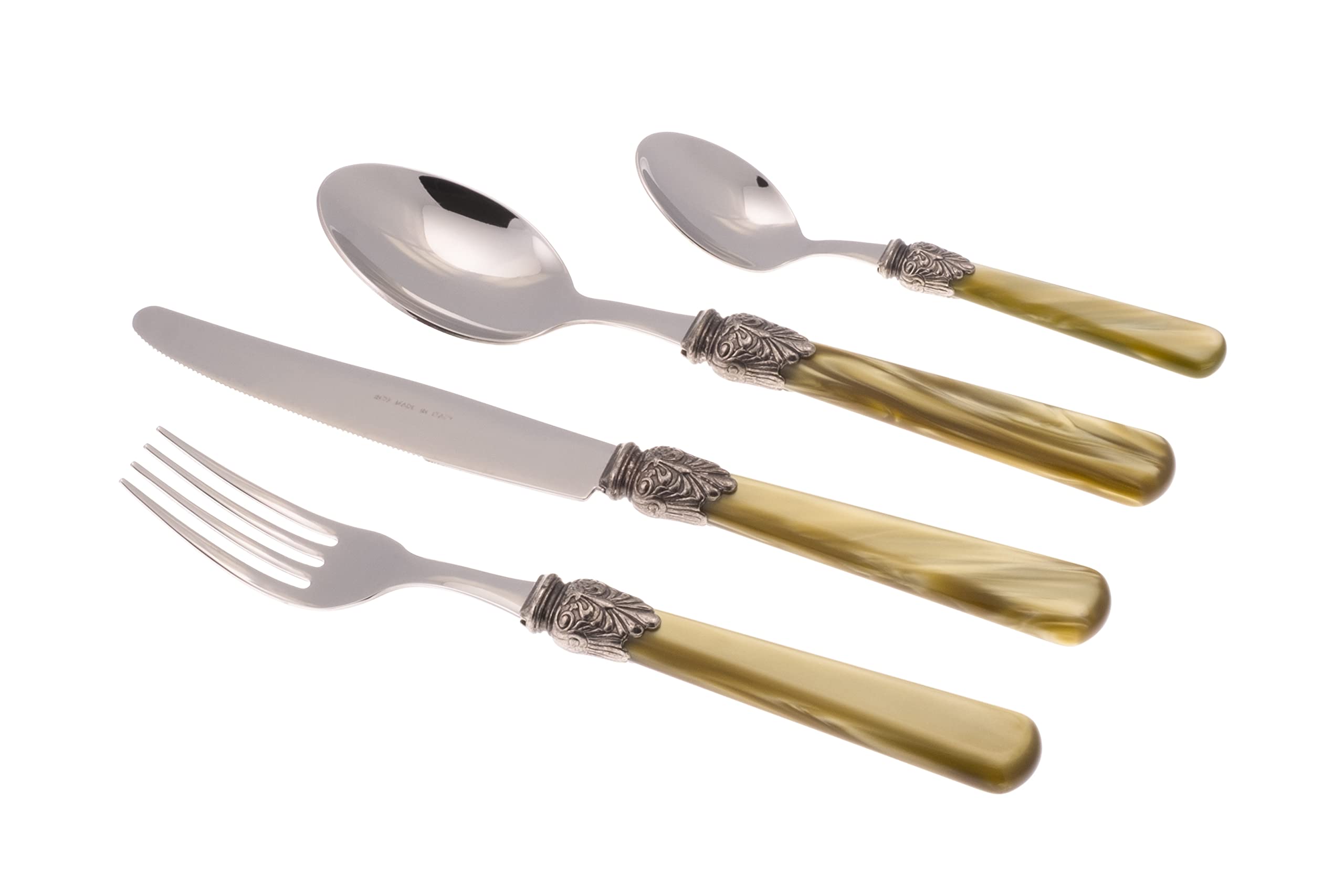 Ménagère 24 pièces Rivadossi Elena Verde pour 6 personnes en acier inox