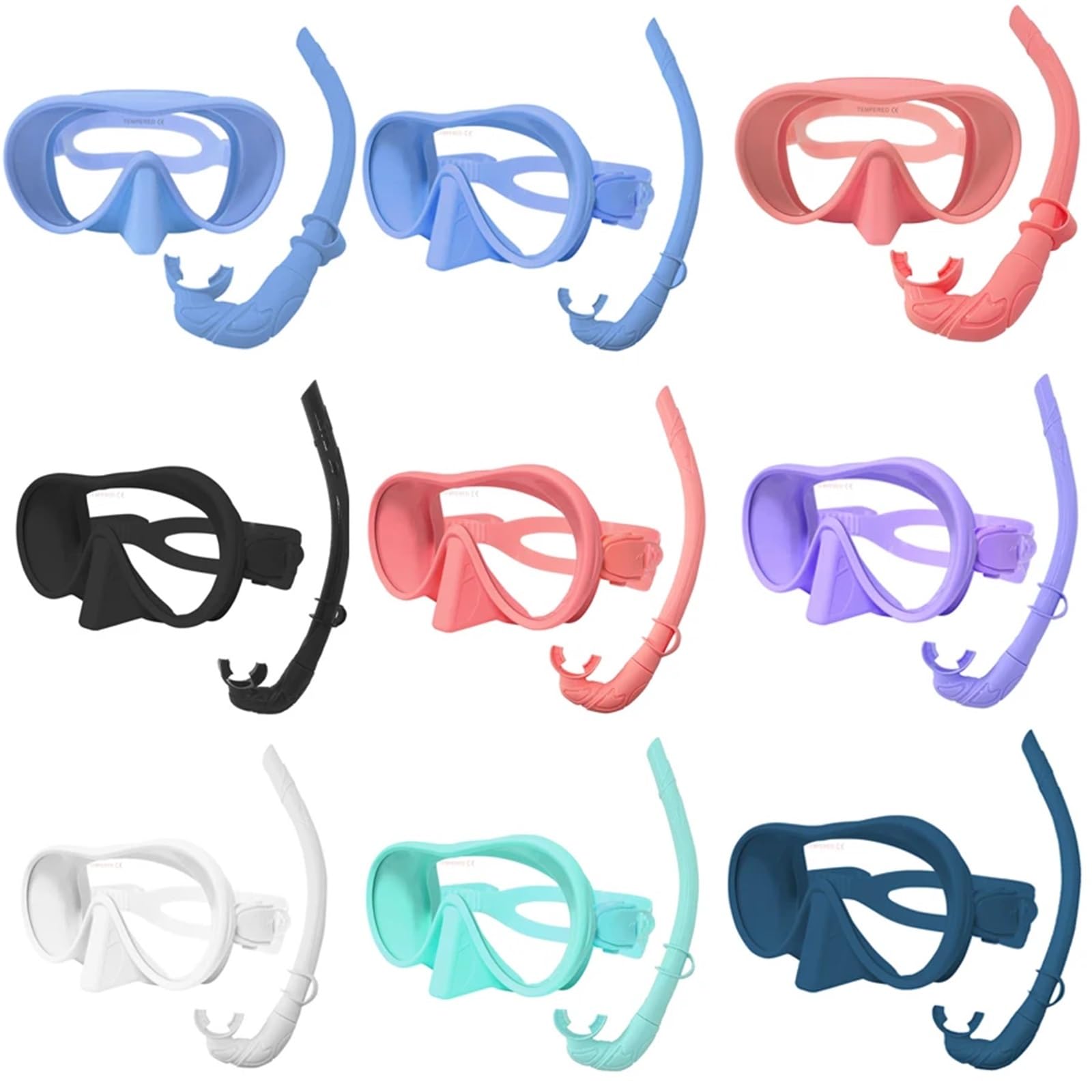 Buceo Espejo Facial antivaho para esnórquel de 180°, máscara de Buceo en Aguas Profundas, Gafas de Buceo con Tubo respiratorio máscaras de Buceo(Black)