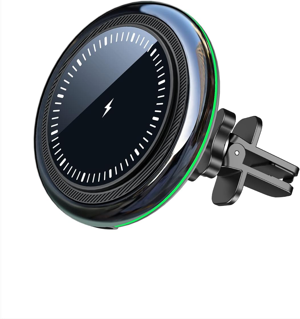 UCOMX Magnetic Car Mount Charger,15W Bullet Speed Fast Wireless Car Charging Mount,Texas Level Anti-Shake Phone Holder,Compatible for iPhone 14/13/12 Serise (Include 52.5W Adapter)