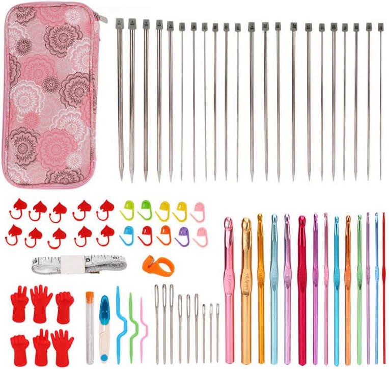 Crochet Hooks Set Sewing Tools Pink 25CM Alumina Knitting Crochet Needles Set for Multipurpose DIY Crafts Carpets Scarves