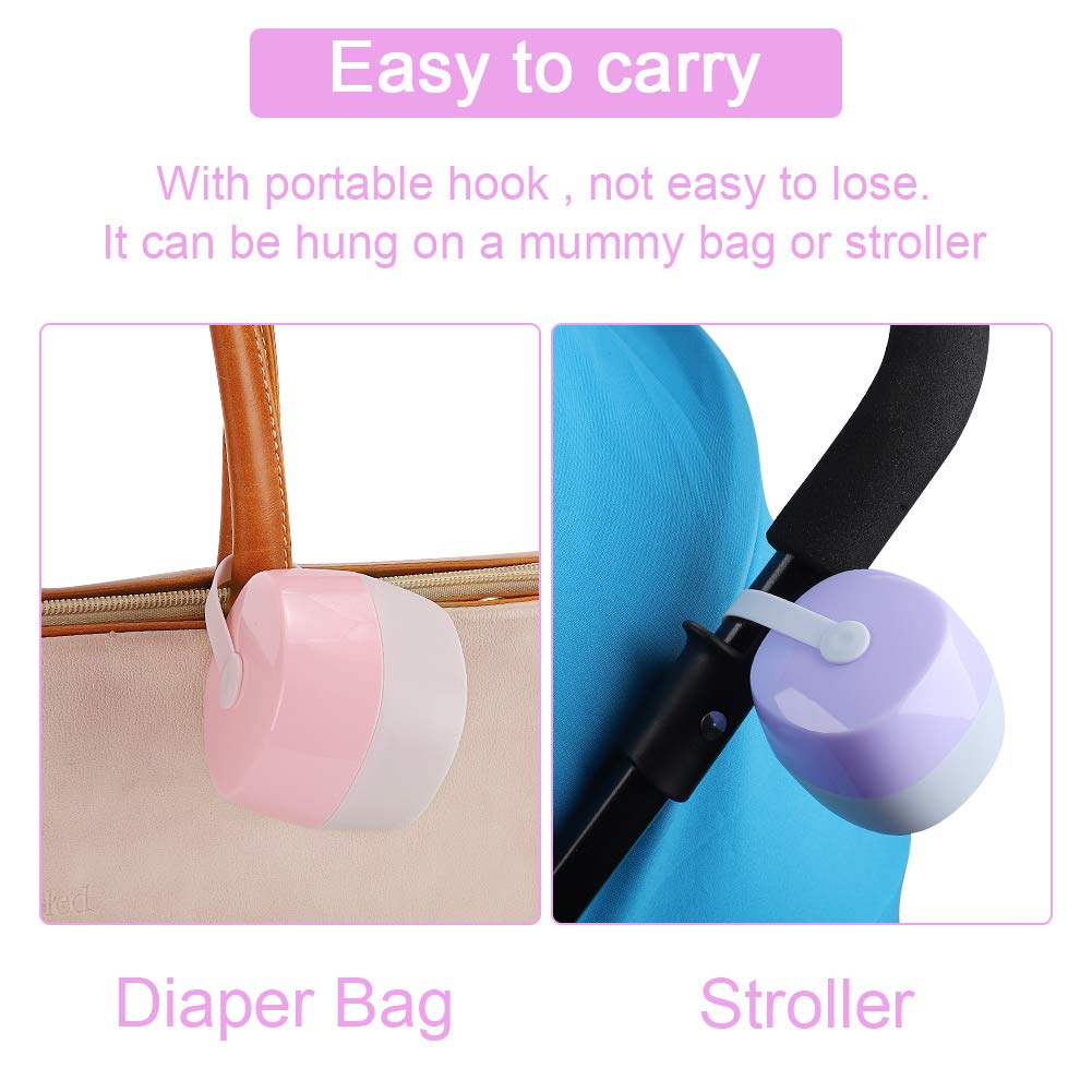 Accmor Pacifier Case, Pacifier Holder, Baby Pacifier Box for Travel, BPA Free,Green Pink Purple, 3 Pack