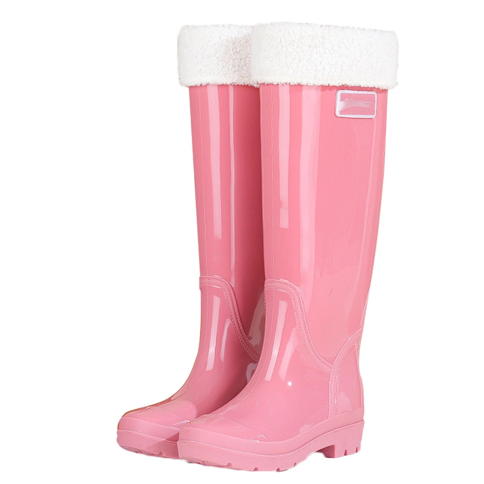 Stivali da Pioggia Alti da Donna, Impermeabili, Antiscivolo, Stivali da Giardino in PVC da 42,5 cm con Fodera in Rete, Suola con battistrada for Pneumatici Stivali da Pioggia(Roze,39 EU)