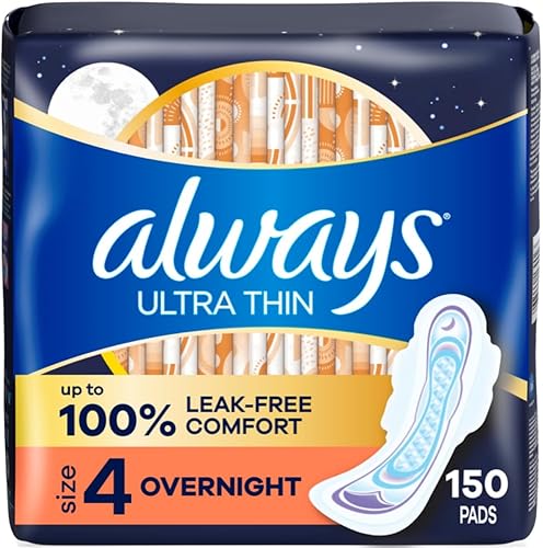 Always Almohadillas ultrafinas para la noche, tamaño 4, durante la noche, sin perfume, 50 unidades x 3 paquetes (150 unidades en total) (el embalaje