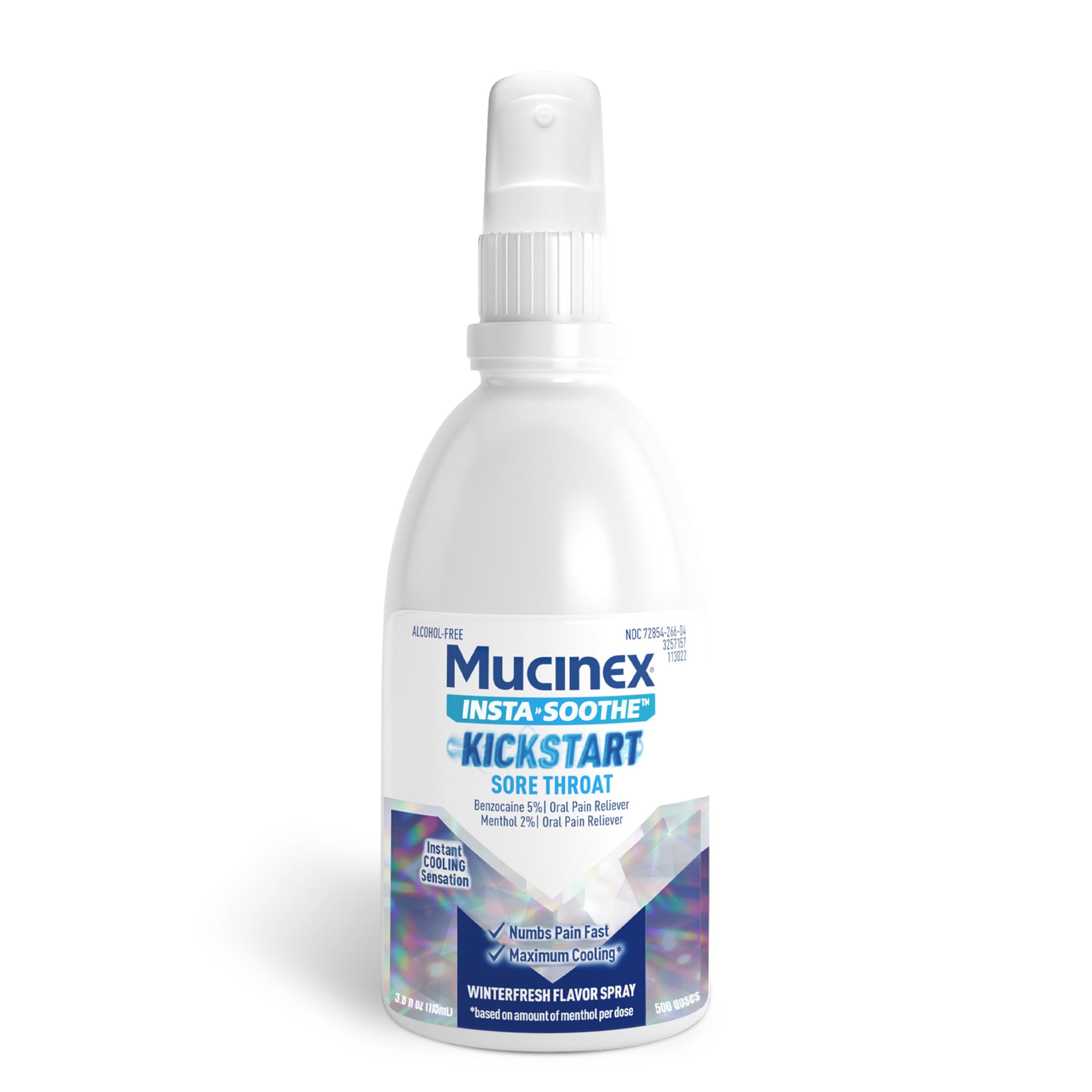 MucinexInstasoothe Kickstart Sore Throat Relief, Throat Numbing Spray Starts to Work On Contact, Sore Throat Pain Medicine, Relieves Oral Pain, 3.8 FL Oz