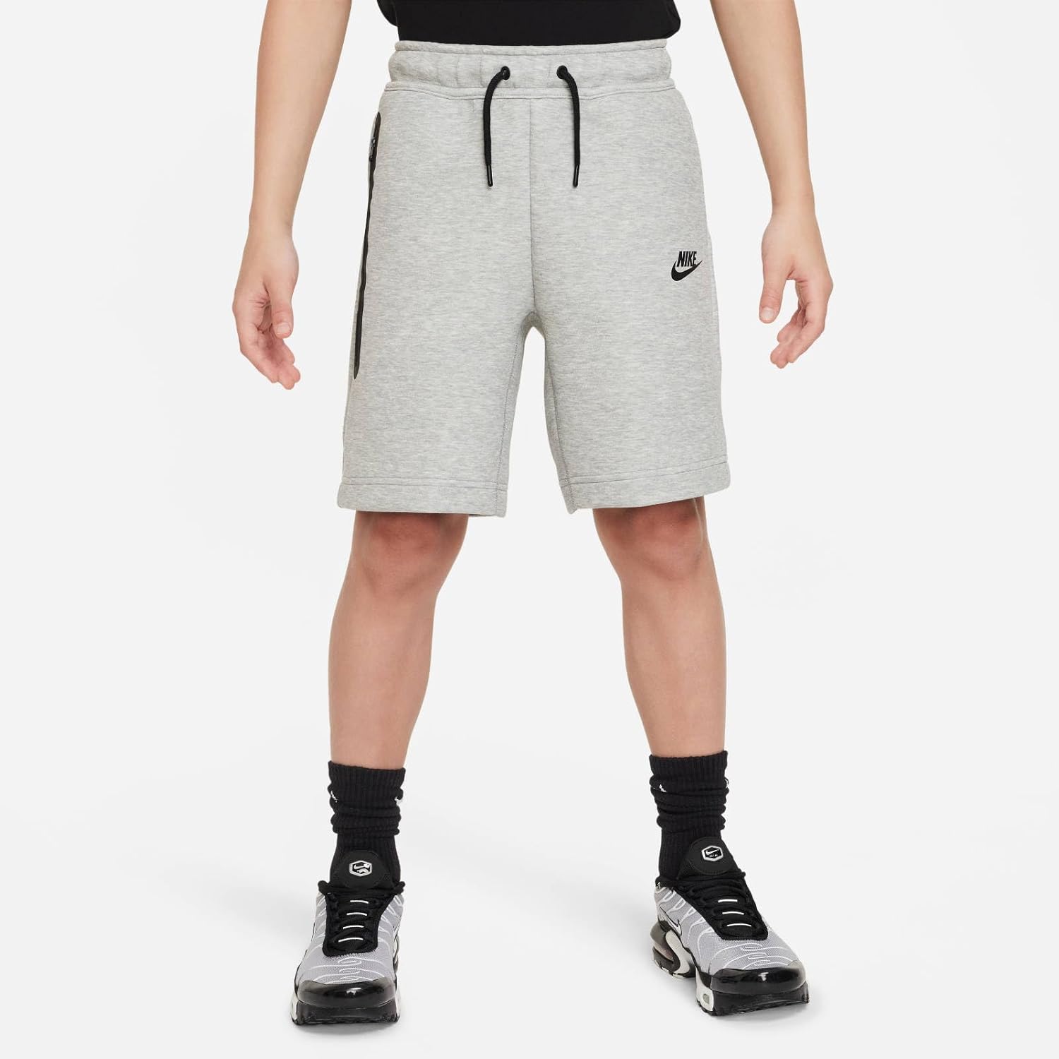 Nike Tech Fleece Big Kids' (Boys') Shorts (Dark Grey Heather/Black/Black, FD3289-063) Size X-Small