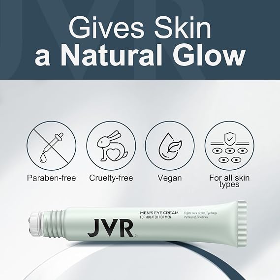 JVR Caffeine Eye Cream and Under Eyes Roller for Dark Circles 20 ml | Smooth away Puffiness, Fine lines, Under-Eyes Bags | Eye serum, Vitamin C, Hyaluronic acid