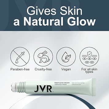 JVR Caffeine Eye Cream and Under Eyes Roller for Dark Circles 20 ml | Smooth away Puffiness, Fine lines, Under-Eyes Bags | Eye serum, Vitamin C, Hyaluronic acid