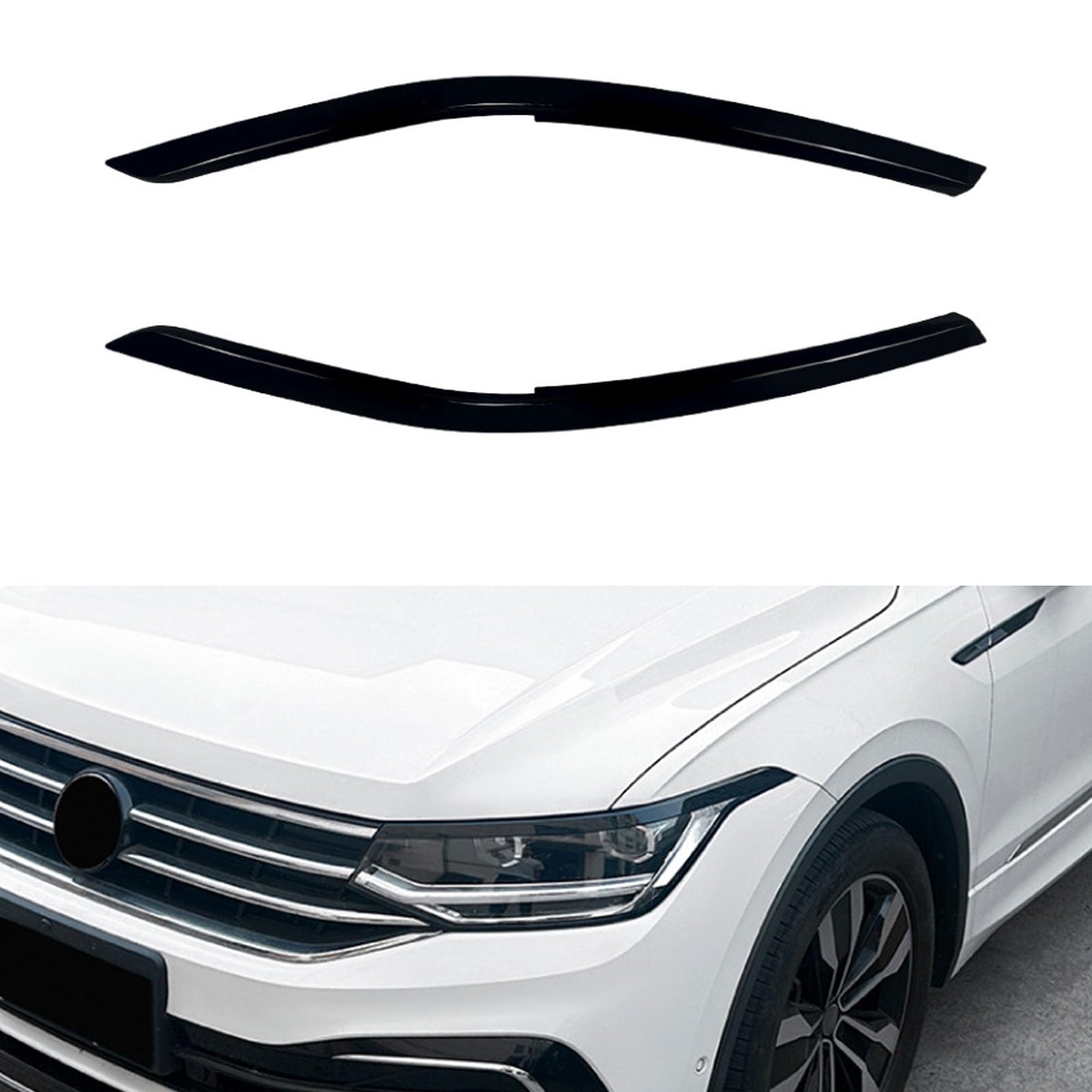 YPFYBHD Compatible with VW Tiguan MK2.5 2021-2023, 1 Pair Car Headlight Eyebrow Eyelid Lamp Car Evil Eye Car Sticker Exterior Accessories Modification,Black