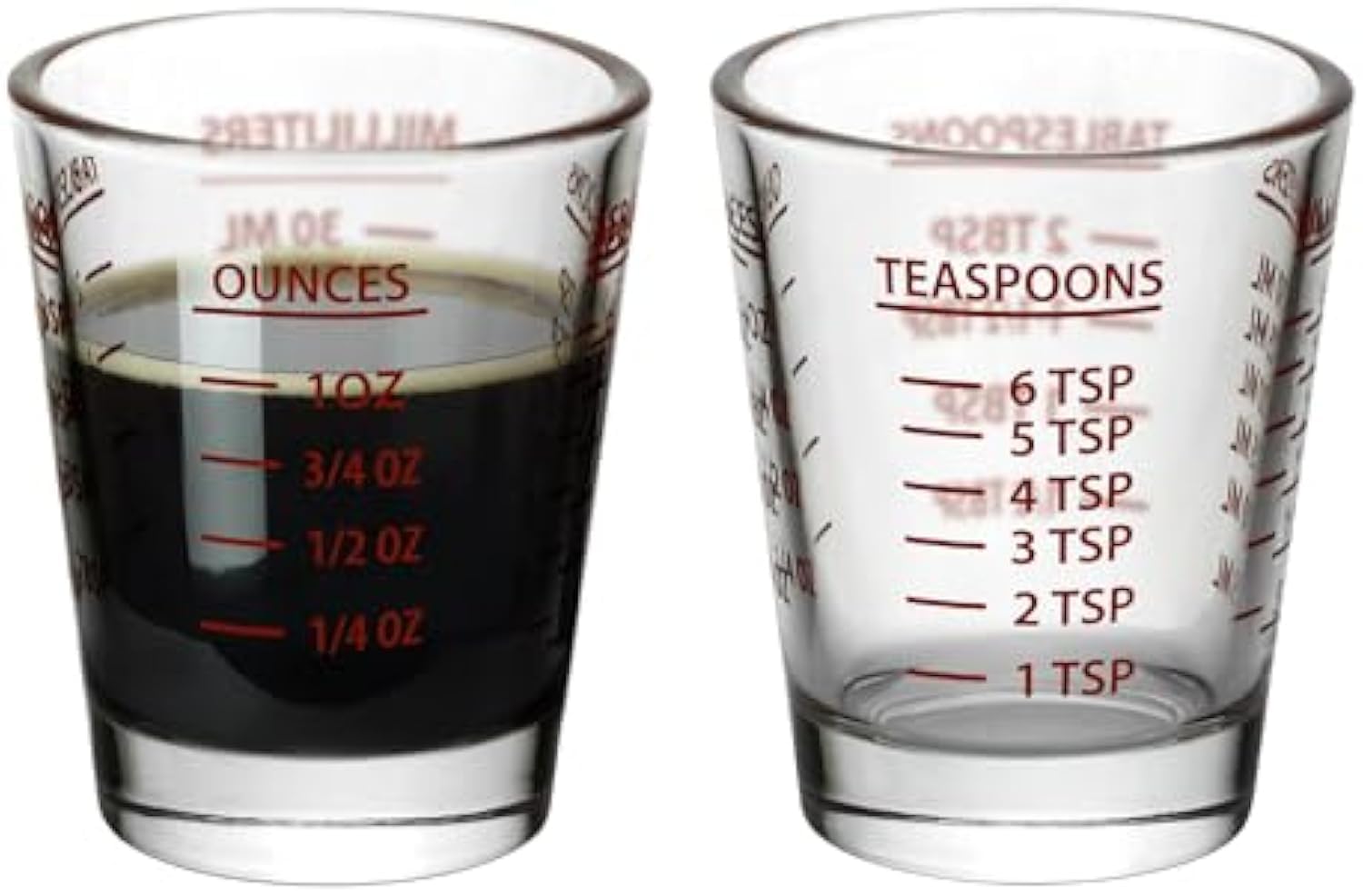 2Pcs Glass Measuring Cup, Versatile Heavy-Duty Glass Measuring Shot Glasses, Liquid Measuring Cups For Kitchen, Essential Kitchen Tools, Dishwasher Safe, 30ml