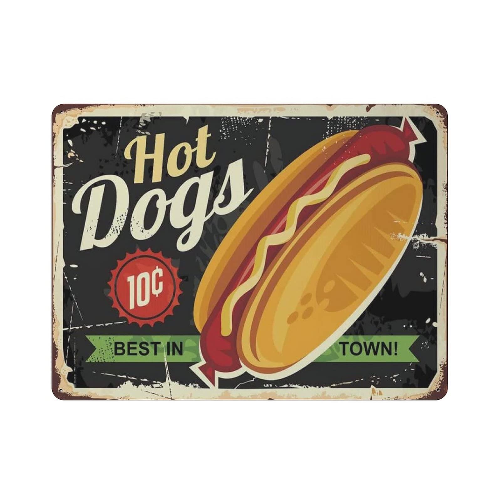 Metal Tin Sign Hot Dog Beat In Town Vintage Tin Poster Metal Sign Wall Decoration Country Kitchen Home Garage Decor 12"x16"
