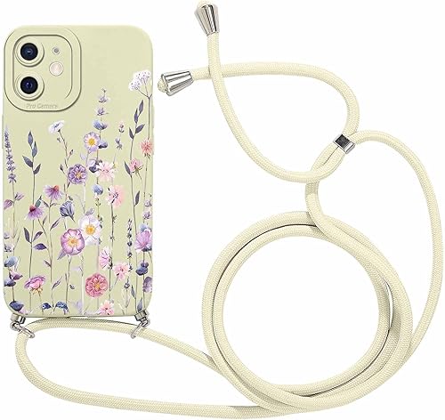 Foonary Funda con Cuerda para Apple iPhone 12 Mini 5,4", Correa Colgante con Aes