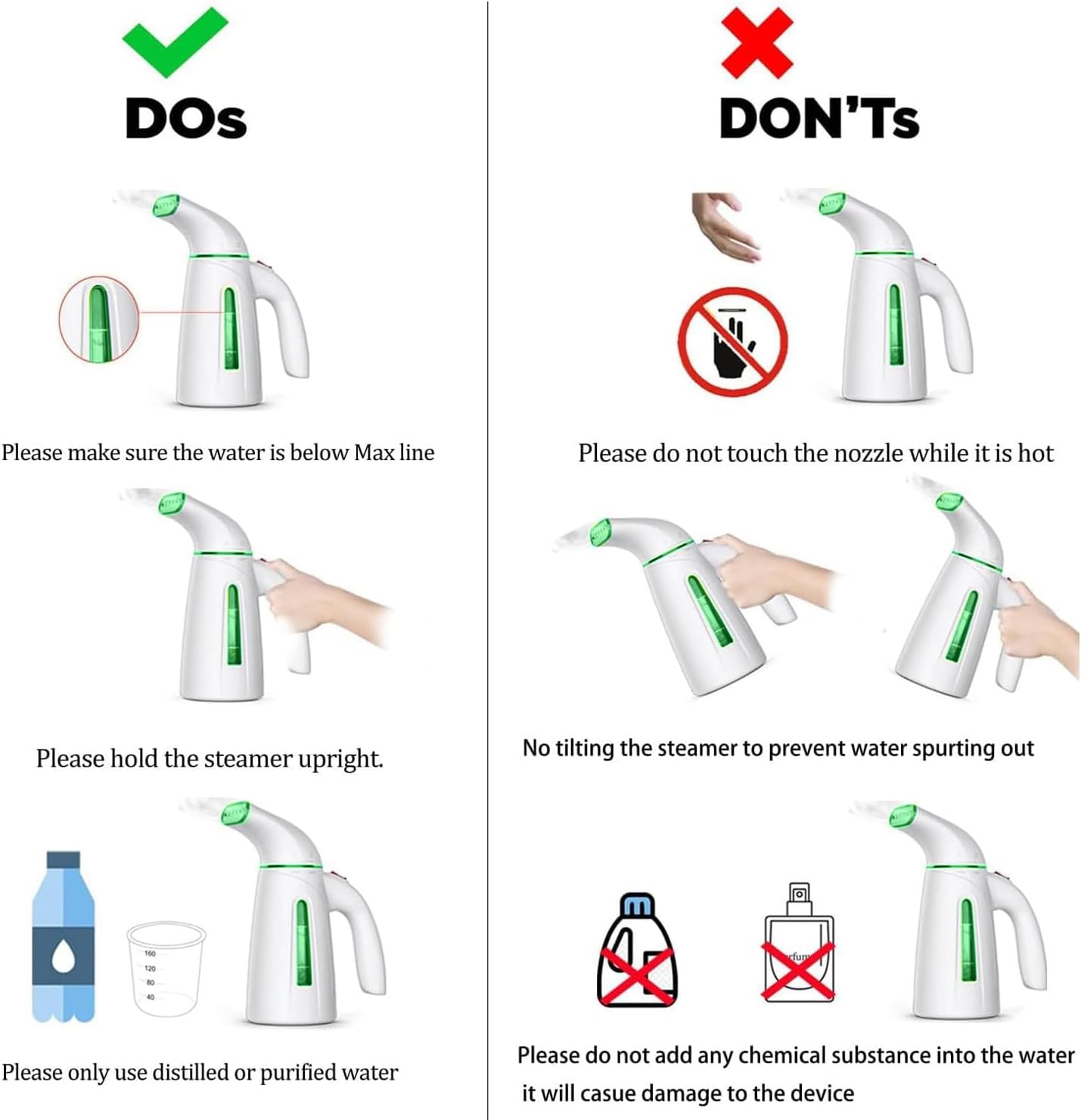 OGHom Steamer for Clothes, Portable Handheld Clothing Garment Steamer, 240ml Large Capacity 700W Travel Steam Iron 30 Second Fast Heat Up (Soft Green) - Image 3