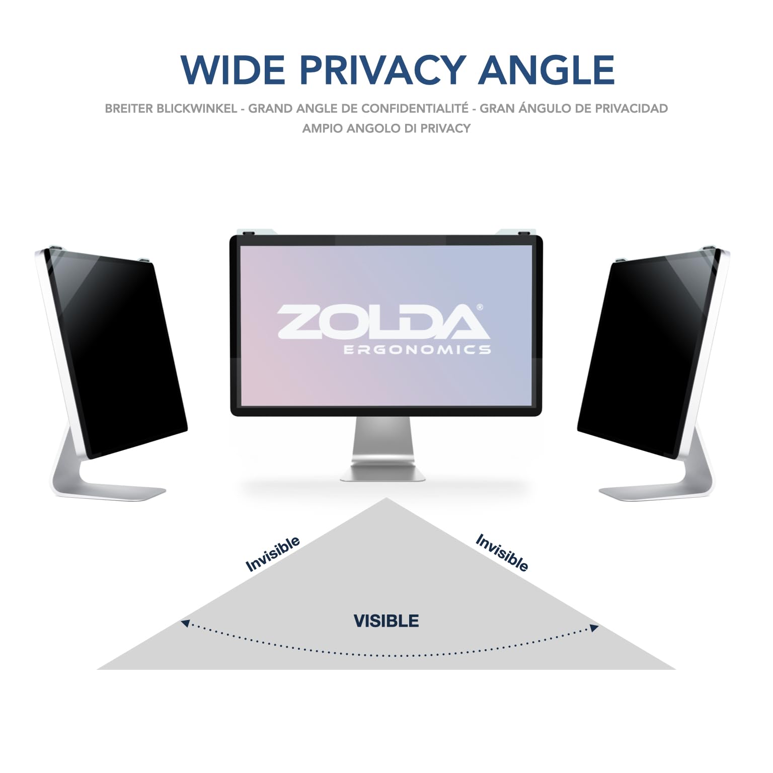 Zolda Filtro per lo schermo del computer per la privacy - Pellicola Privacy, Anti Luce Blu, Antiriflesso e Antigraffio. Protegge la sua Privacy e i suoi Occhi. Rimovibile (20" a 22" pollici)