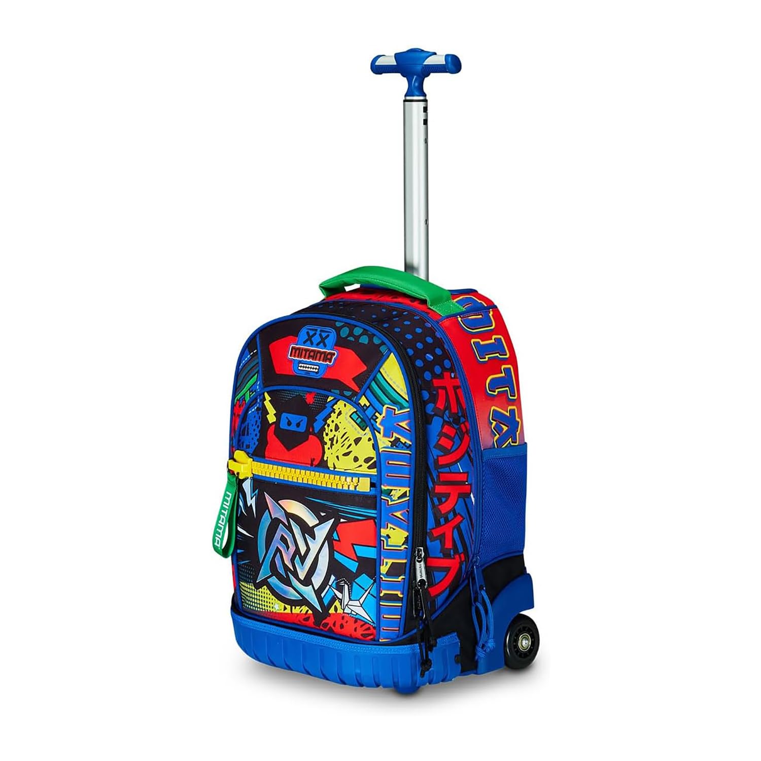 Mitama Trolley Run Scuola Mysterious Warriors,Doppio Scomparto, Blu e Arancione, Scuola Elementare e Tempo Libero, Bambino Ragazzo