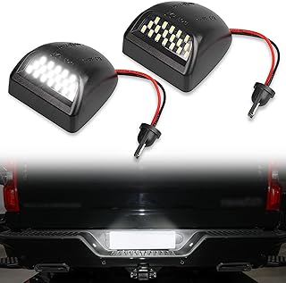 2Pcs Full LED License Plate Light Tag Lamp Assembly 6000K White, Compatible with Chevy Silverado 1500 2500 3500 Suburban Tahoe GMC Sierra Yukon XL for Escalade, Car Interior Accessories