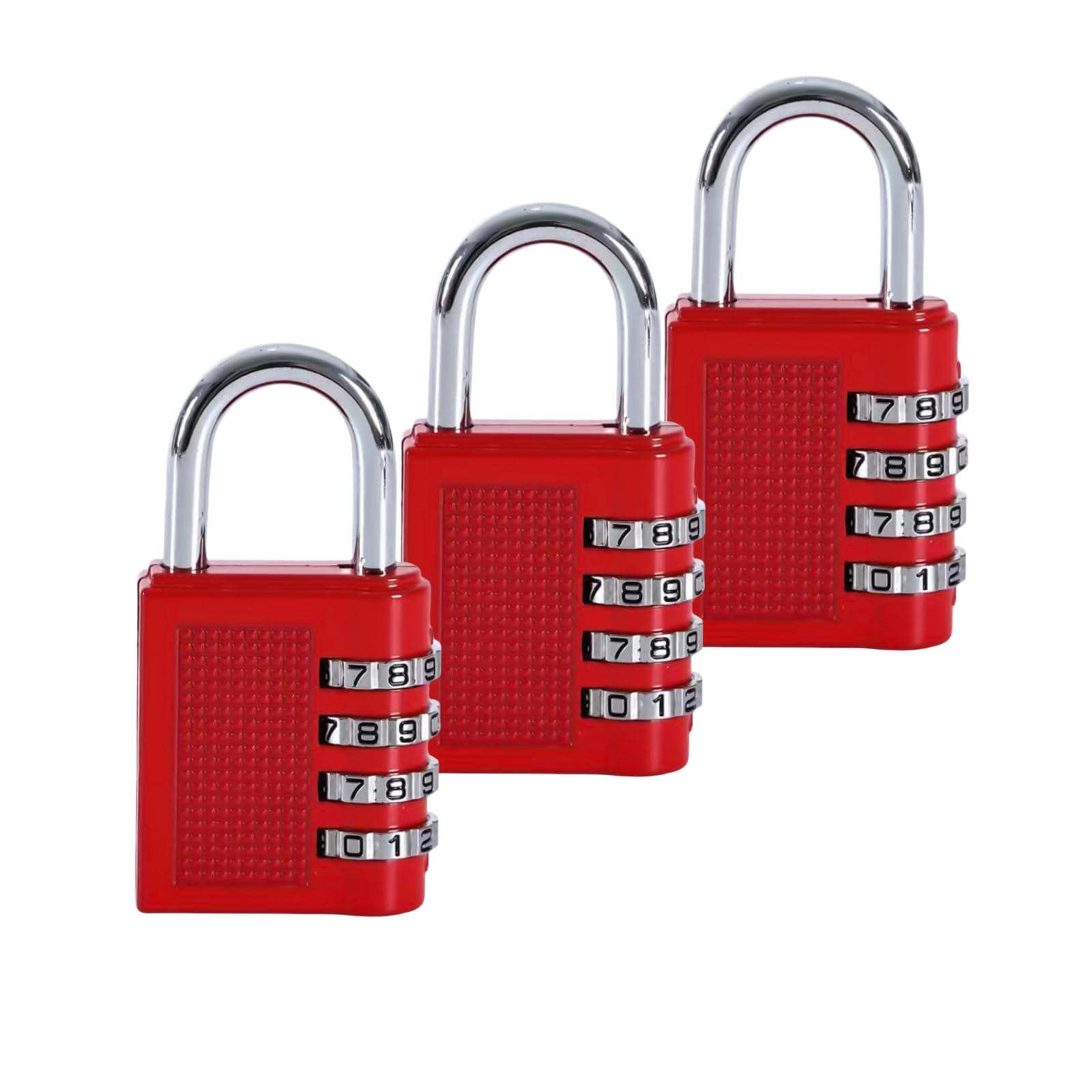 HRLORK Combination Padlock 3 Packs School Locker Lock Outdoor Weatherproof Digit Padlock Resettable Code Lock Red