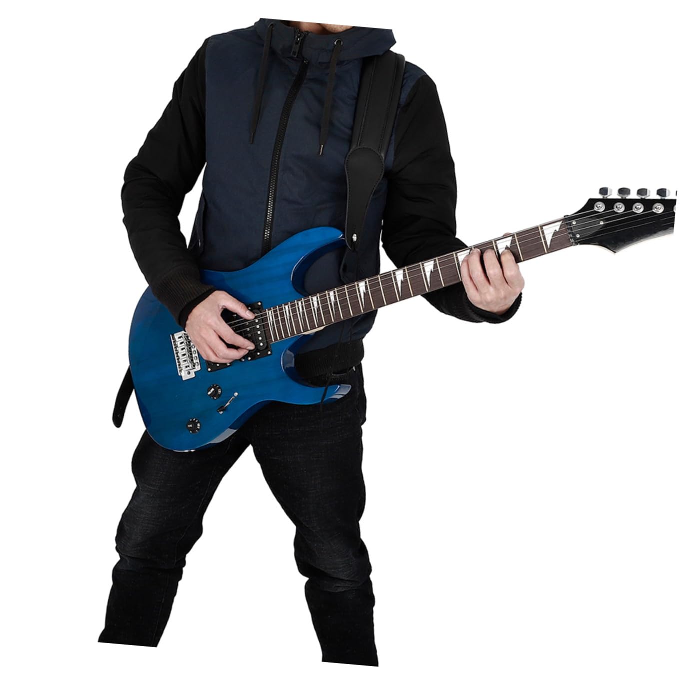 YARNOW Correa de Guitarra Ajustable de Cuero y Algodón Acolchada y Gruesa Diseño Transpirable Correa de Descompresión para Músicos
